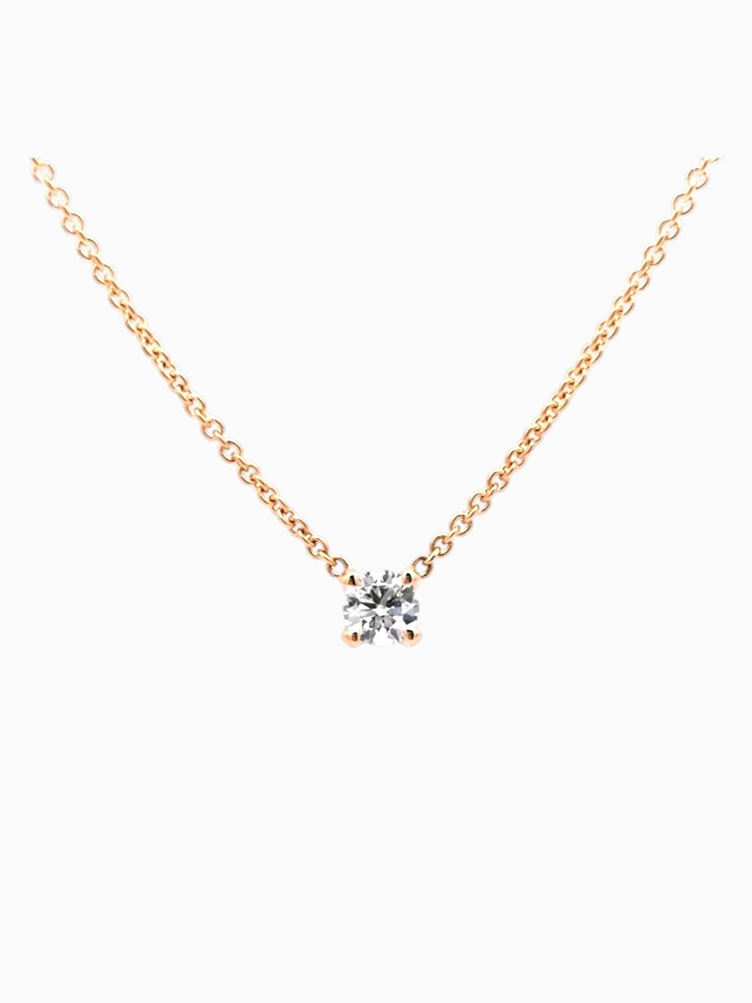 Four-Claw Diamond Solitaire Pendant in 18ct Yellow Gold