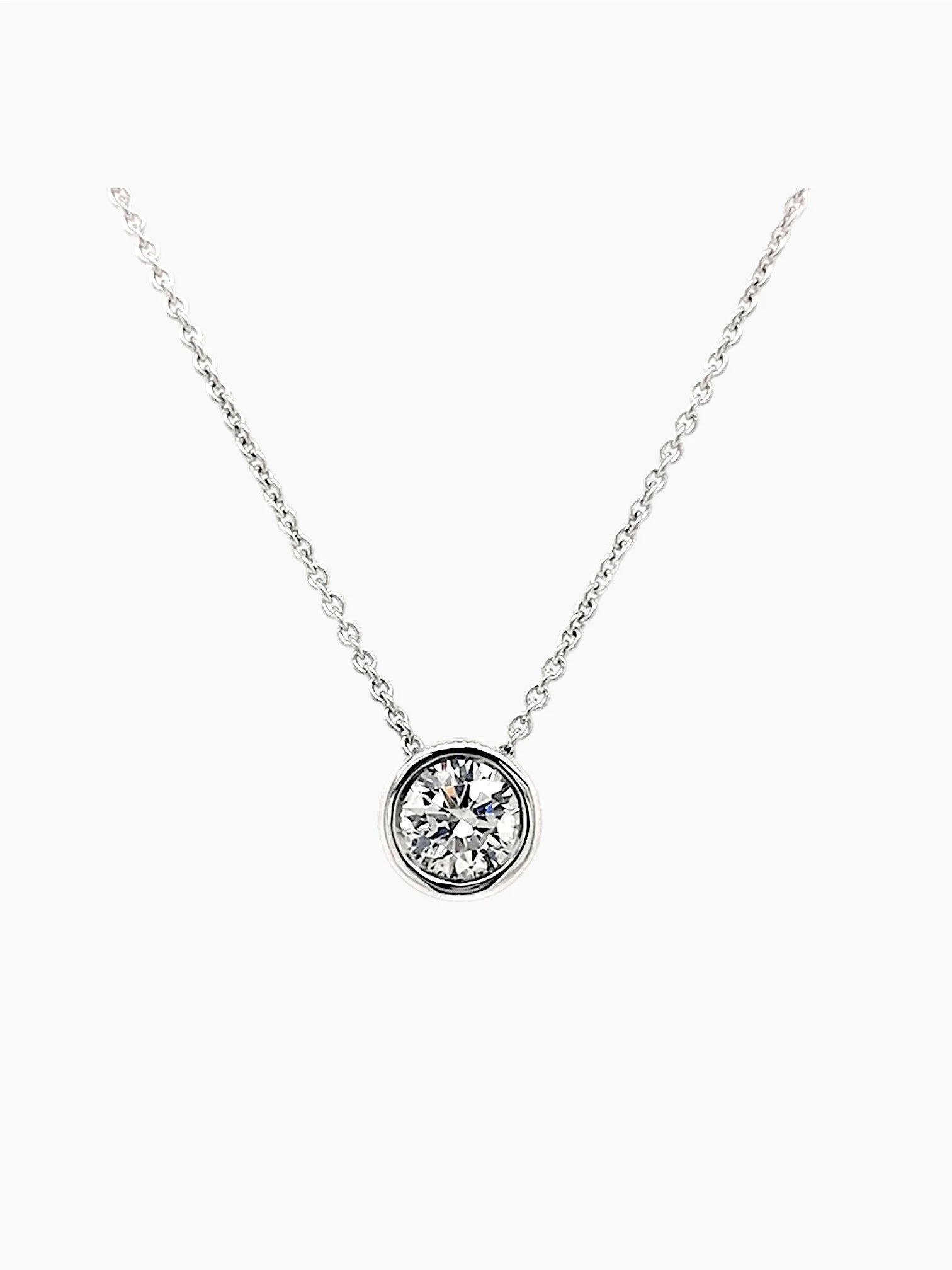 Bezel-Set Diamond Solitaire Pendant in 18ct White Gold