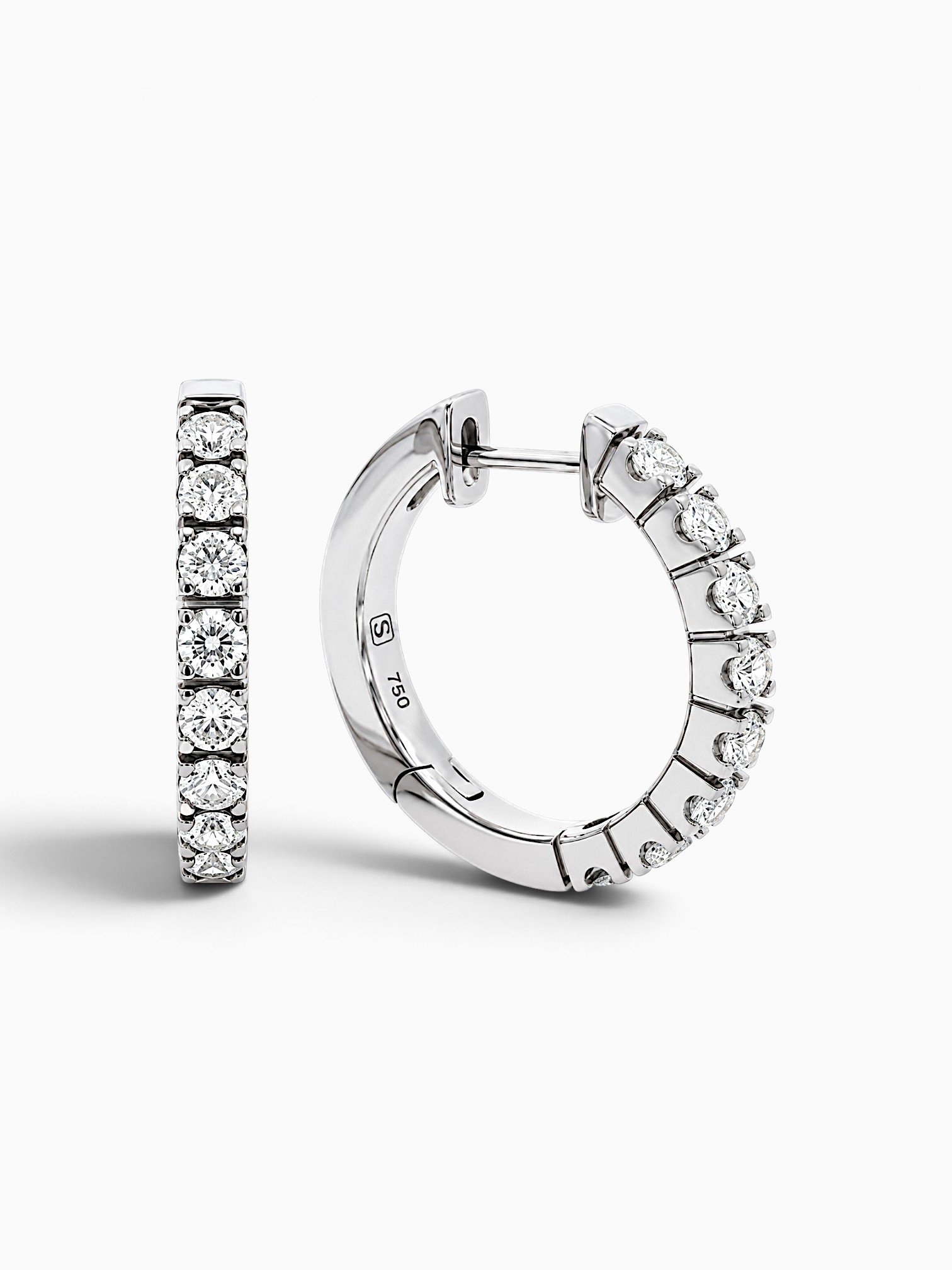 Diamond Hoop Earrings in 18ct White Gold