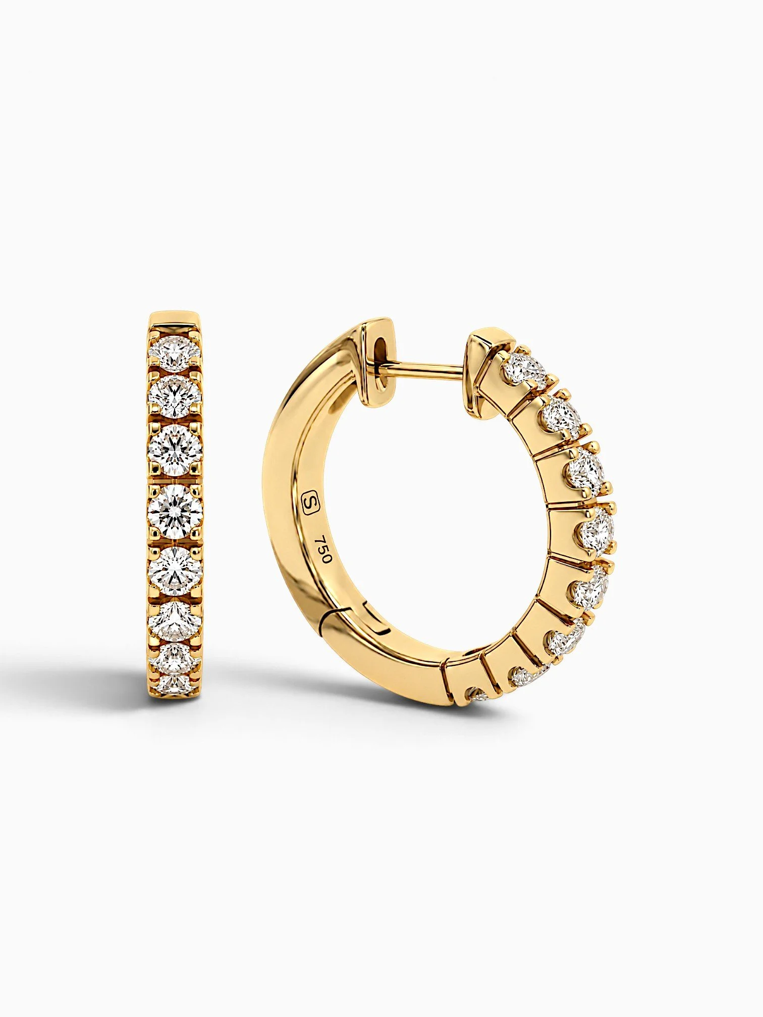 Diamond Hoop Earrings in 18ct Yellow Gold