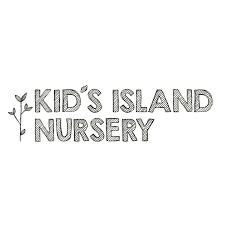 Logo for Kid's Island Nursery with a small plant sprout next to the text