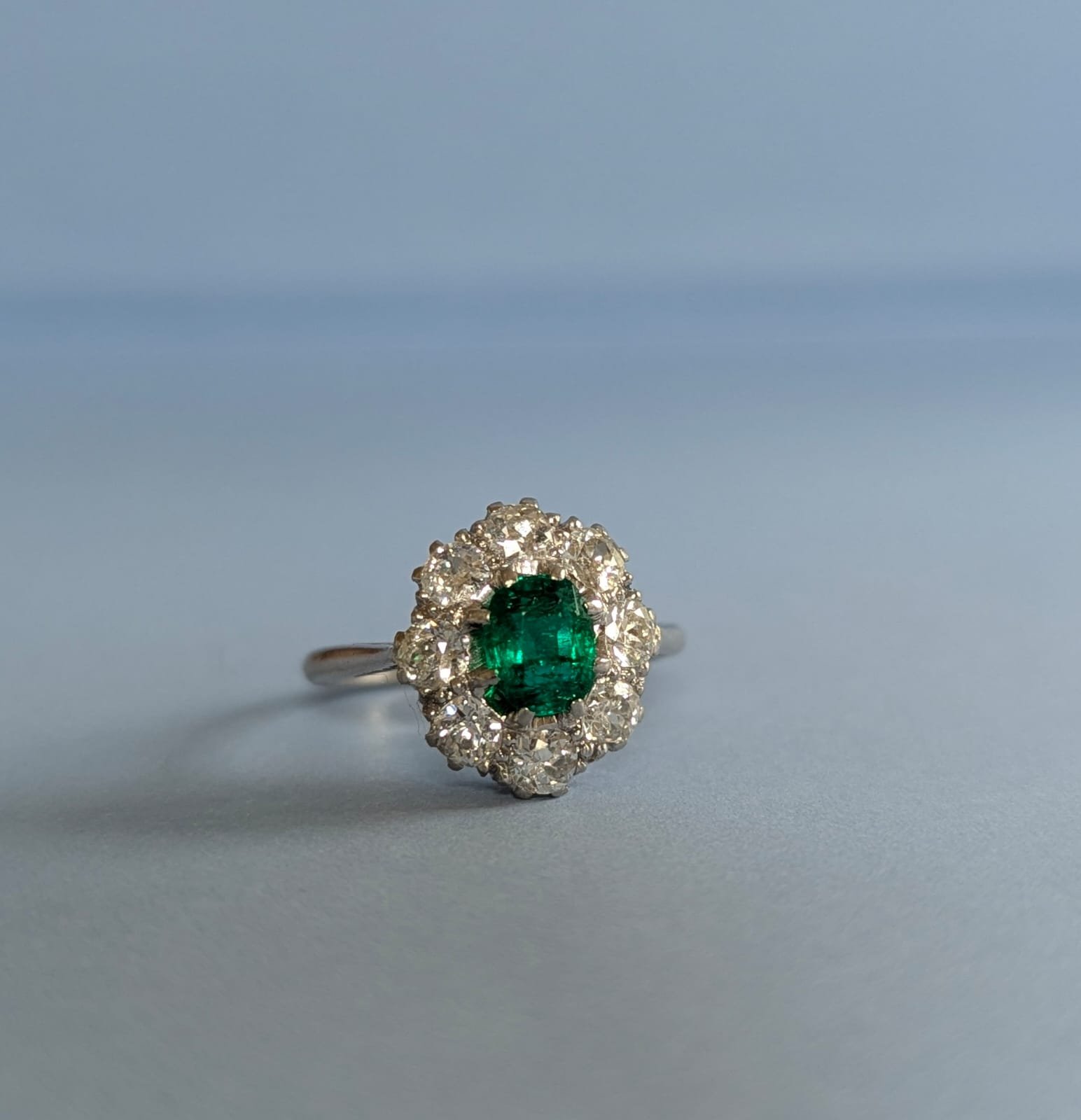 An Art Deco Platinum, Emerald, and Diamond Ring, Circa 1925