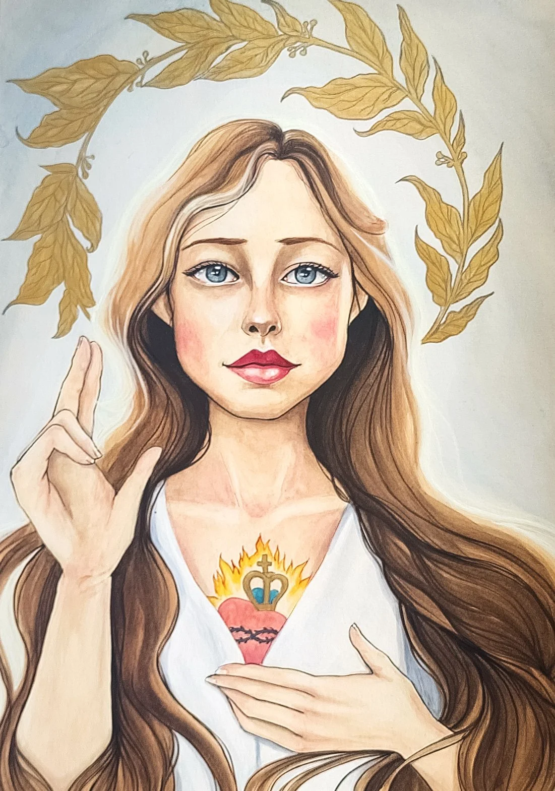 Tuesday's Child, 2023, watercolour, pencil + acrylic, 42 x 29.7 cm
