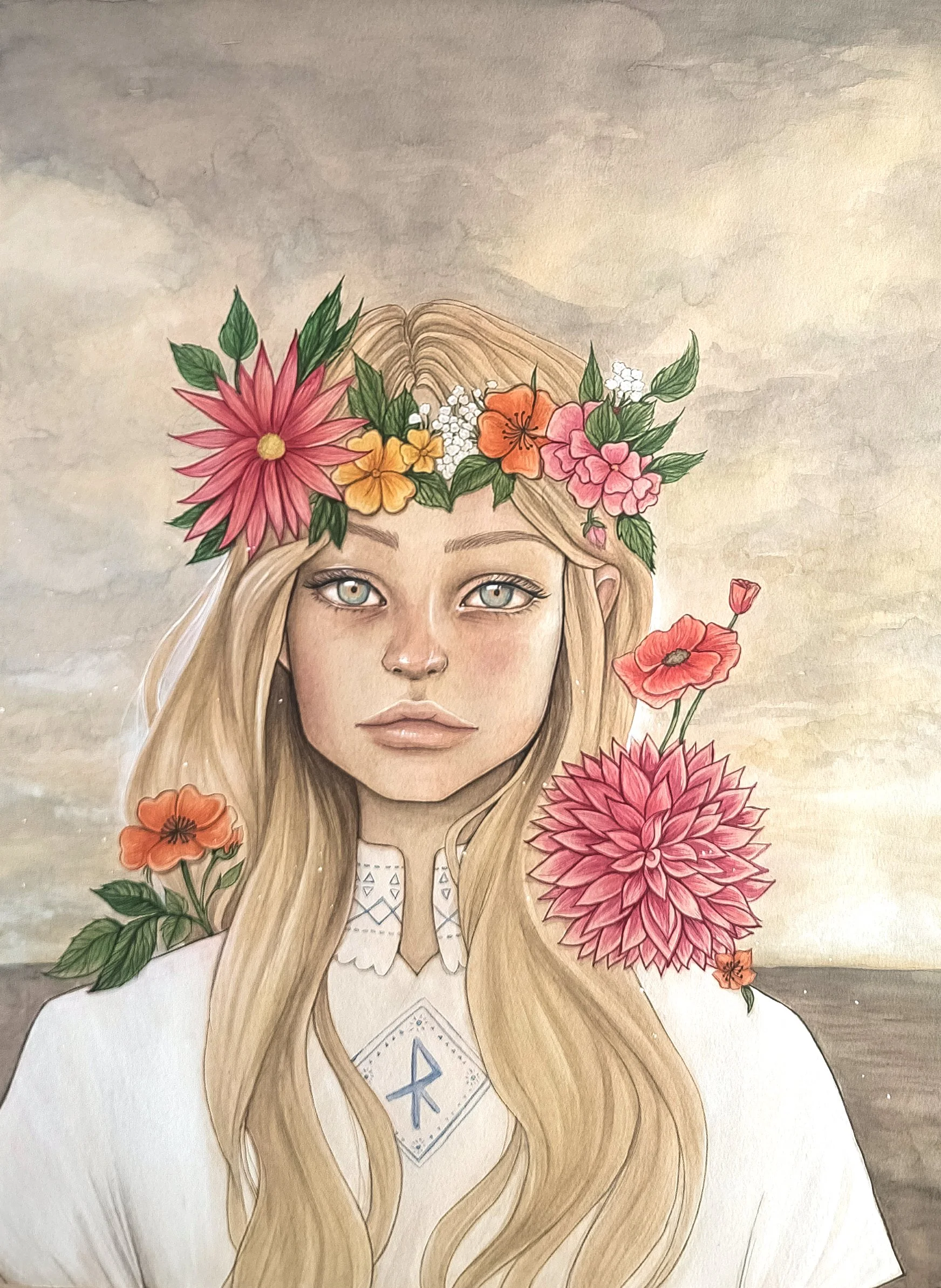 Fertile Ground, 2022, watercolour on toned paper, 61 x 45.7 cm