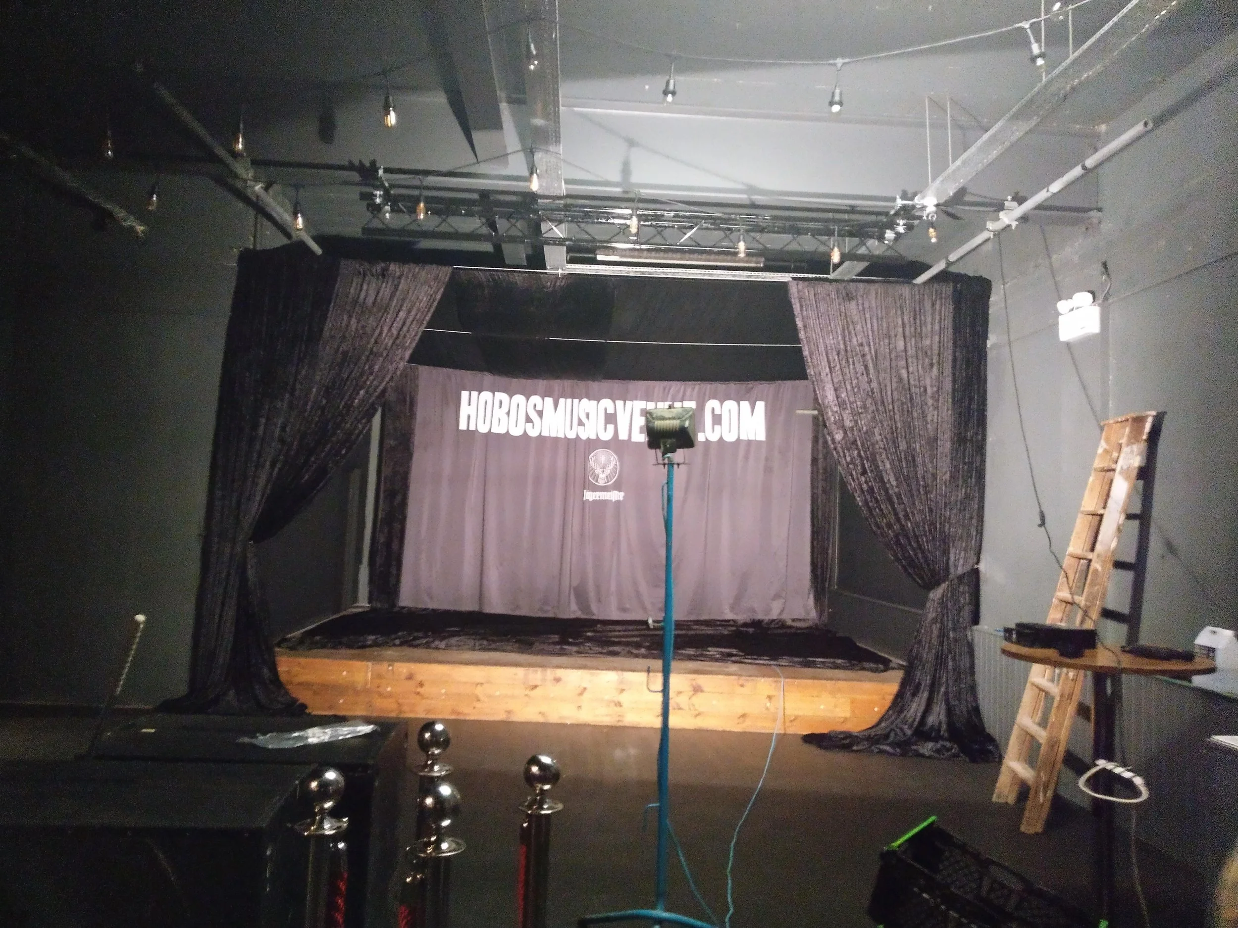 Crushed velvet curtains at hobos 