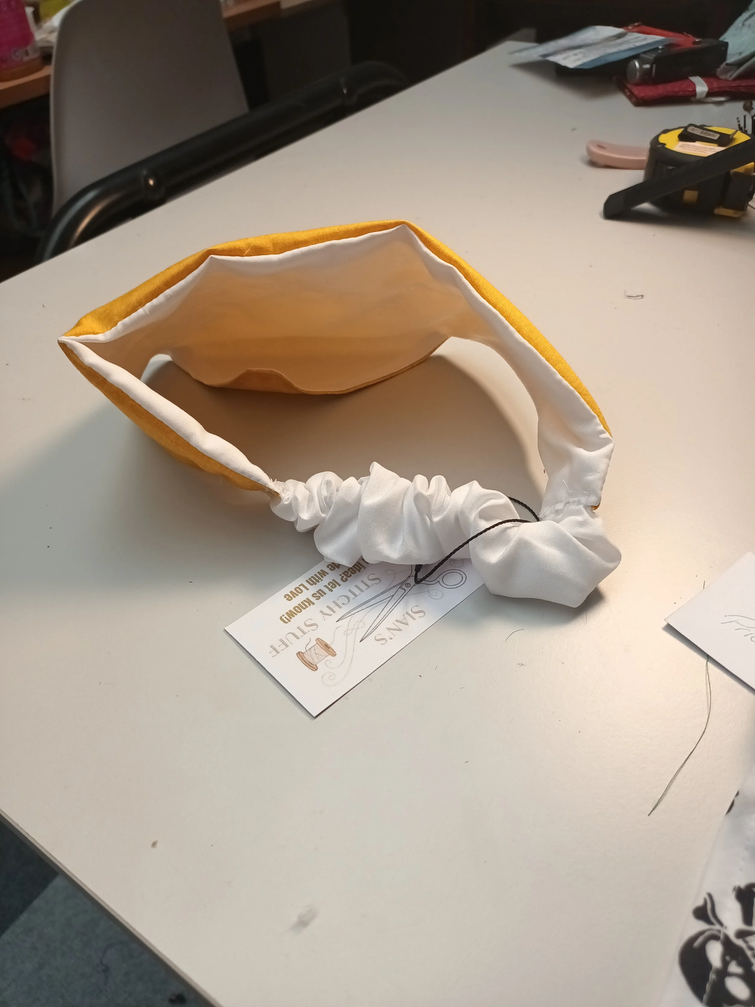 yellow and white bandana