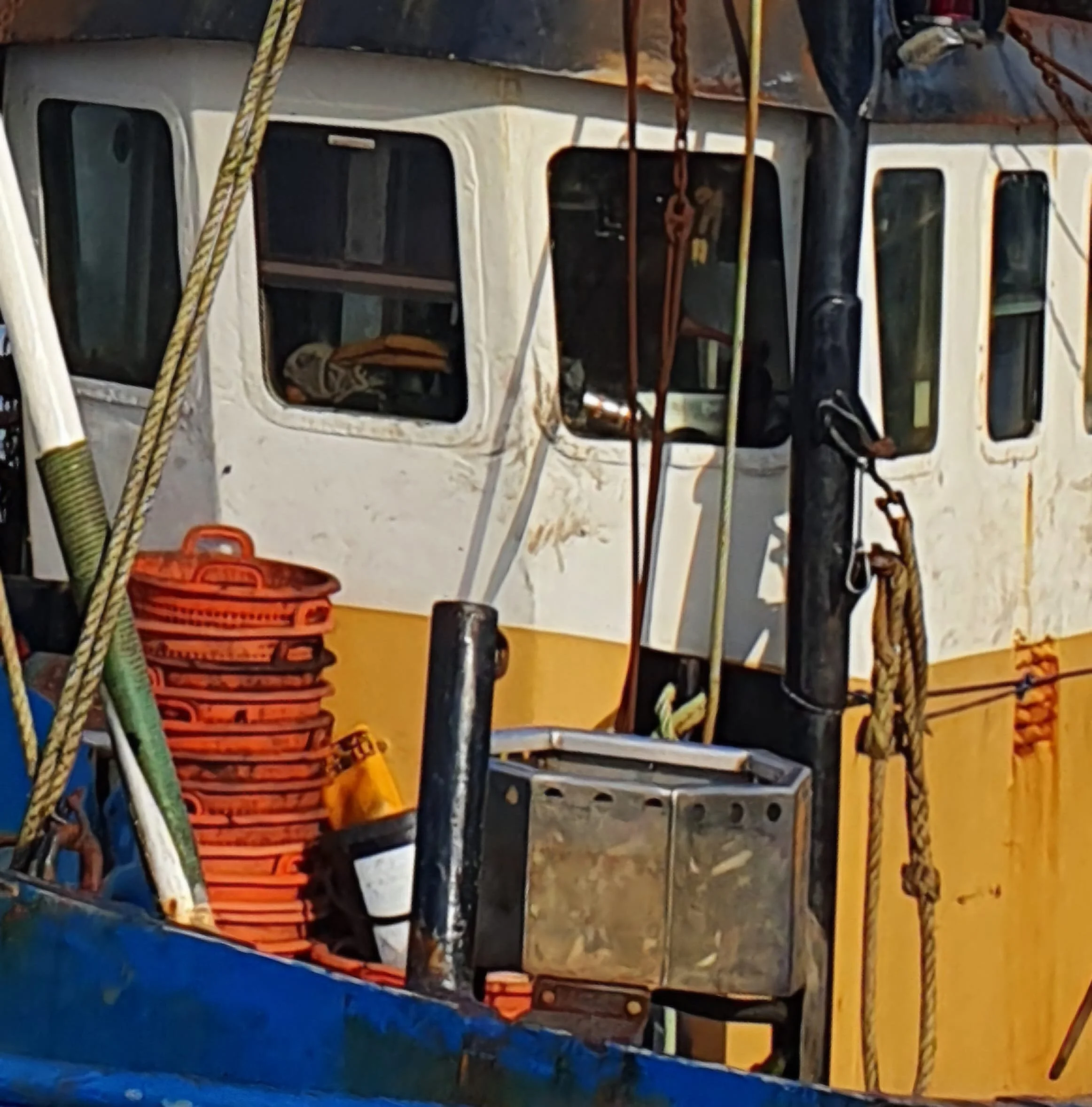 fishing vessel workshop scence; maritime equipment and coiled rope. Behind the scenes Maritime imagery for AbeySea