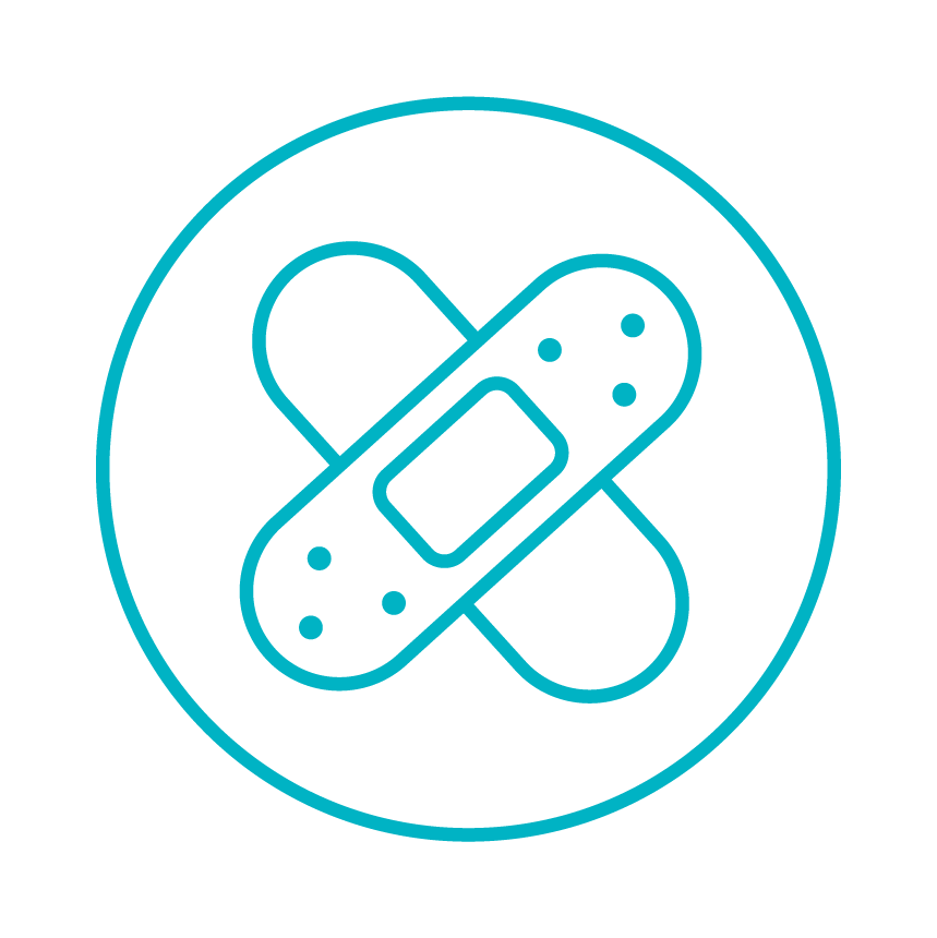 Symbol eines Verbandes, der wahrscheinlich für Wundversorgung steht.
