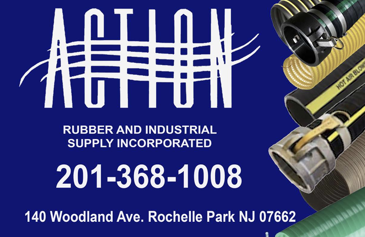 Business card for Appalachian Rubber and Industrial Supply Incorporated, featuring images of rubber hoses and industrial tubing.