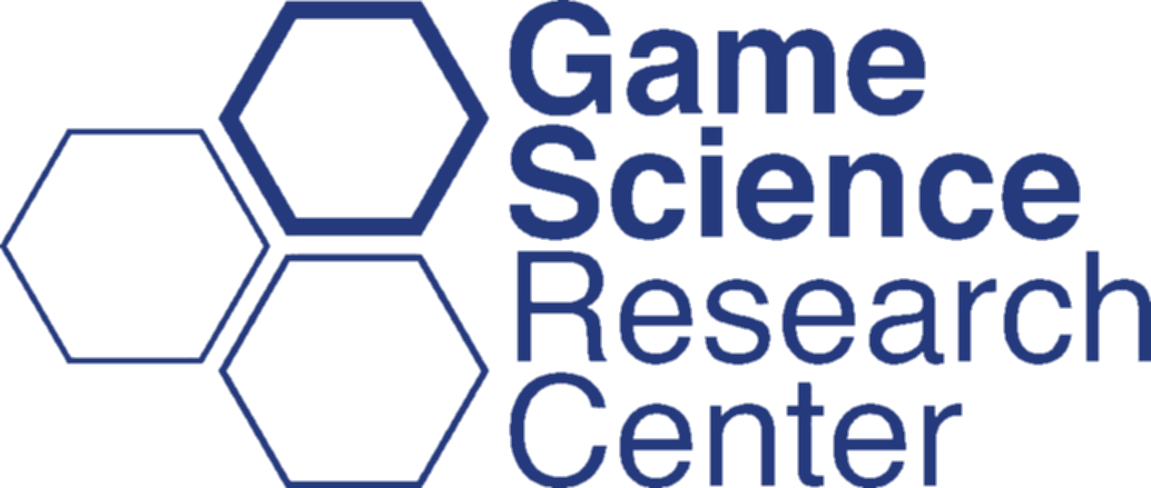 Logo del Game Science Research Center con testo e elementi grafici di esagoni.