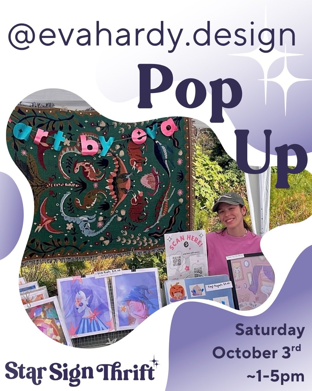 🖼️ Pop Up Sat Oct 3rd from 1-5 we&rsquo;ll have @evahardy.design out front 🖼️

Eva Hardy is a Philadelphia-based creative whose work is whimsical and vibrant. Drawing inspiration from nature, femininity, and the small wonders in everyday moments, E