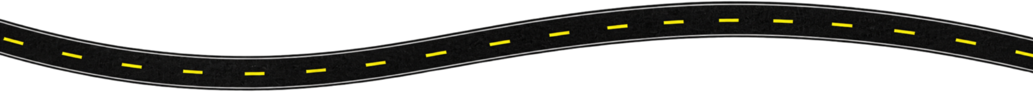 Black winding road with yellow dashed lines on white background.