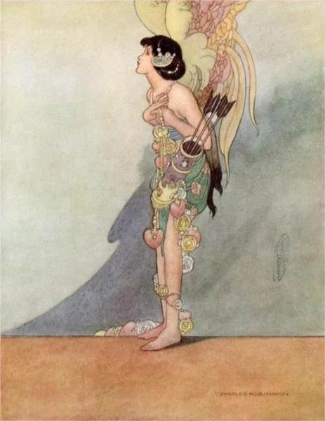 An art deco female cupid.