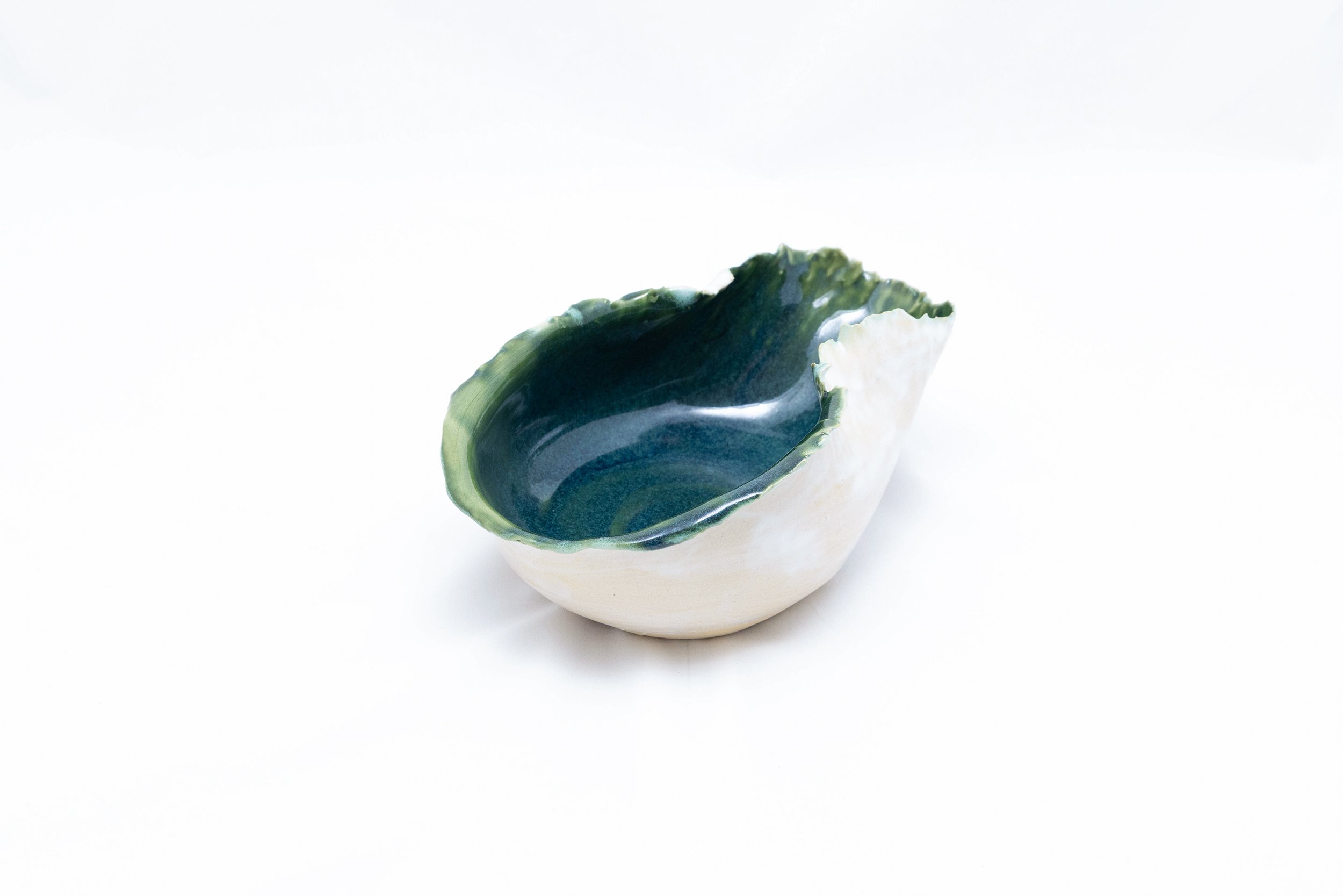 Nest Bowl. Thrown form, modified. Clay & Glaze. 2026. Deanna Varble.