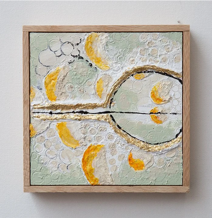 Sheep. Acrylic, Graphite, Gold Leaf. 2026. Deanna Varble. Private Collection.