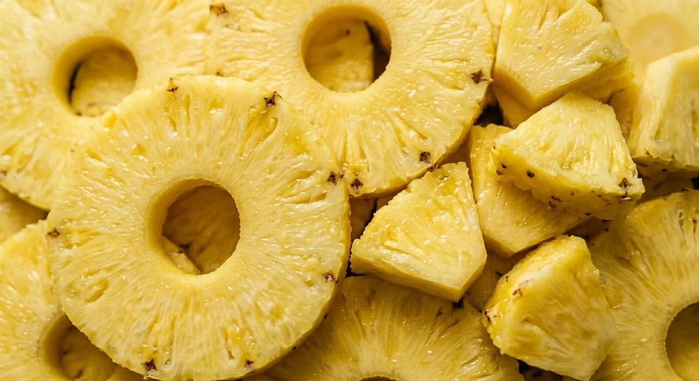 Close-up of fresh pineapple slices and chunks used to make Do Asian Cocktails' pineapple flavor