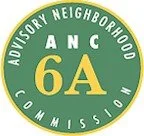 Logo of ANC 6A, green circle with yellow outline and words "Advisory Neighborhood Commission 6A ANC" in white and yellow letters