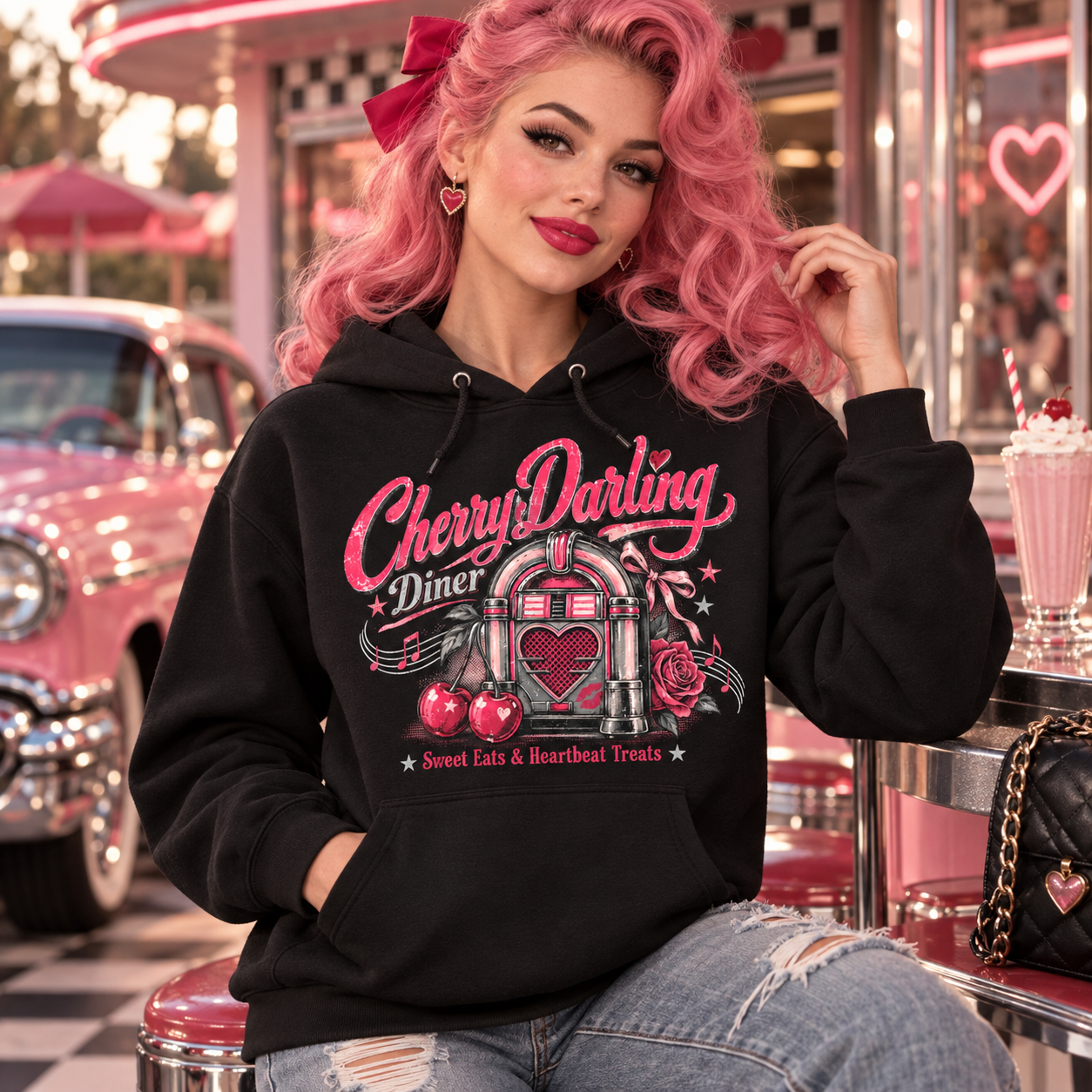 black cherry print hoodie