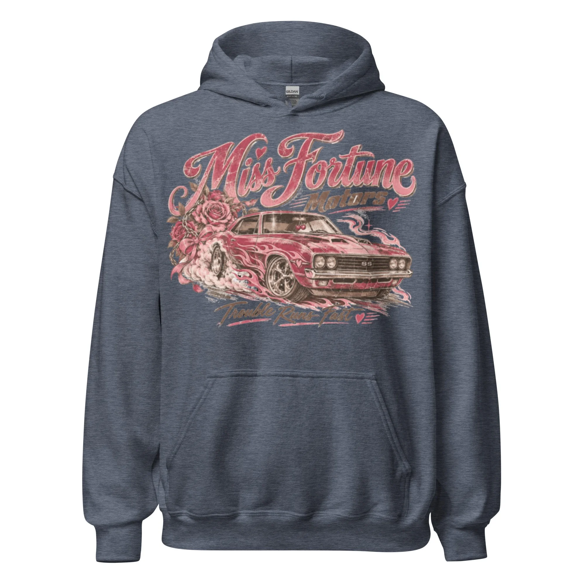 Rose and car graphic hoodie