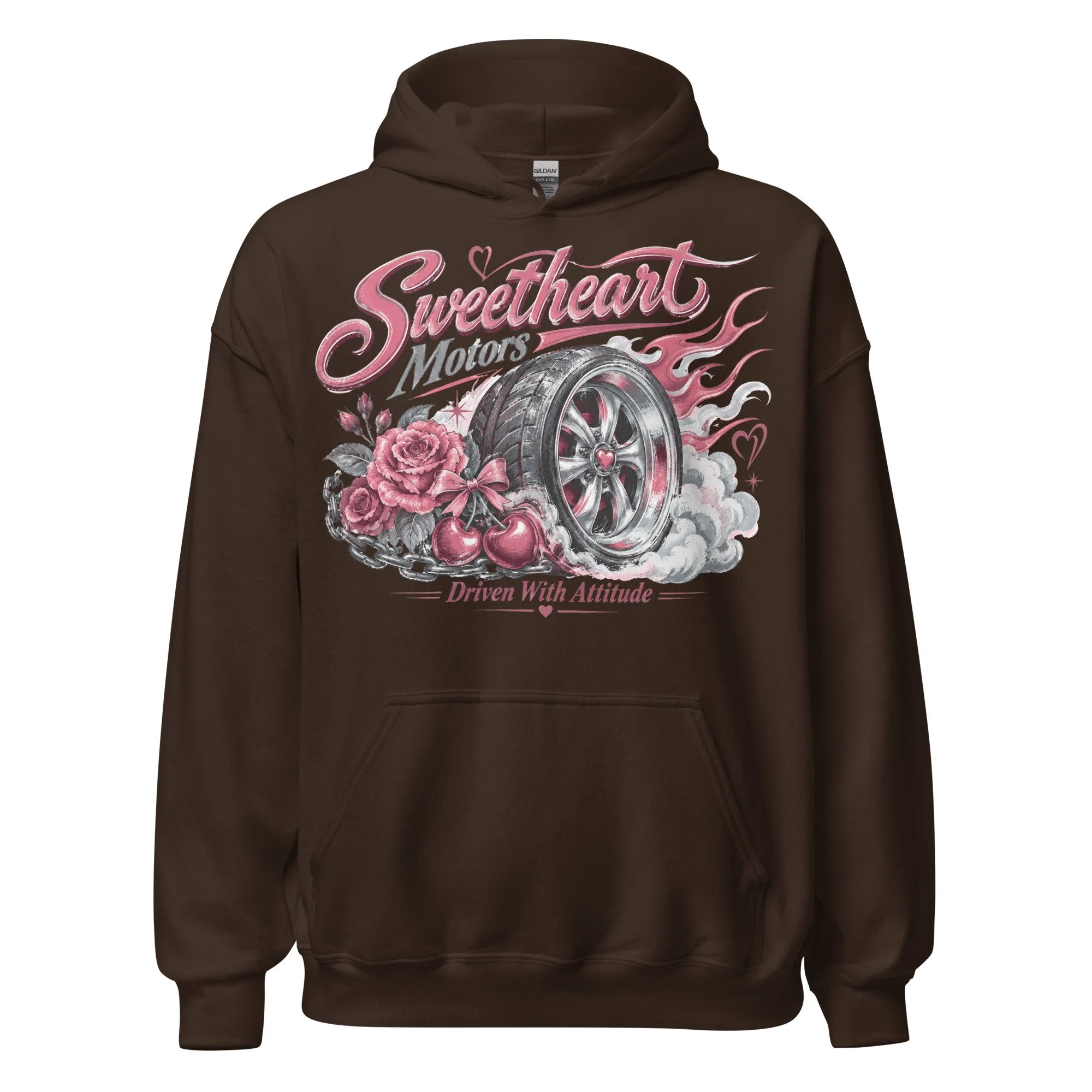 Pink automotive graphic hoodie