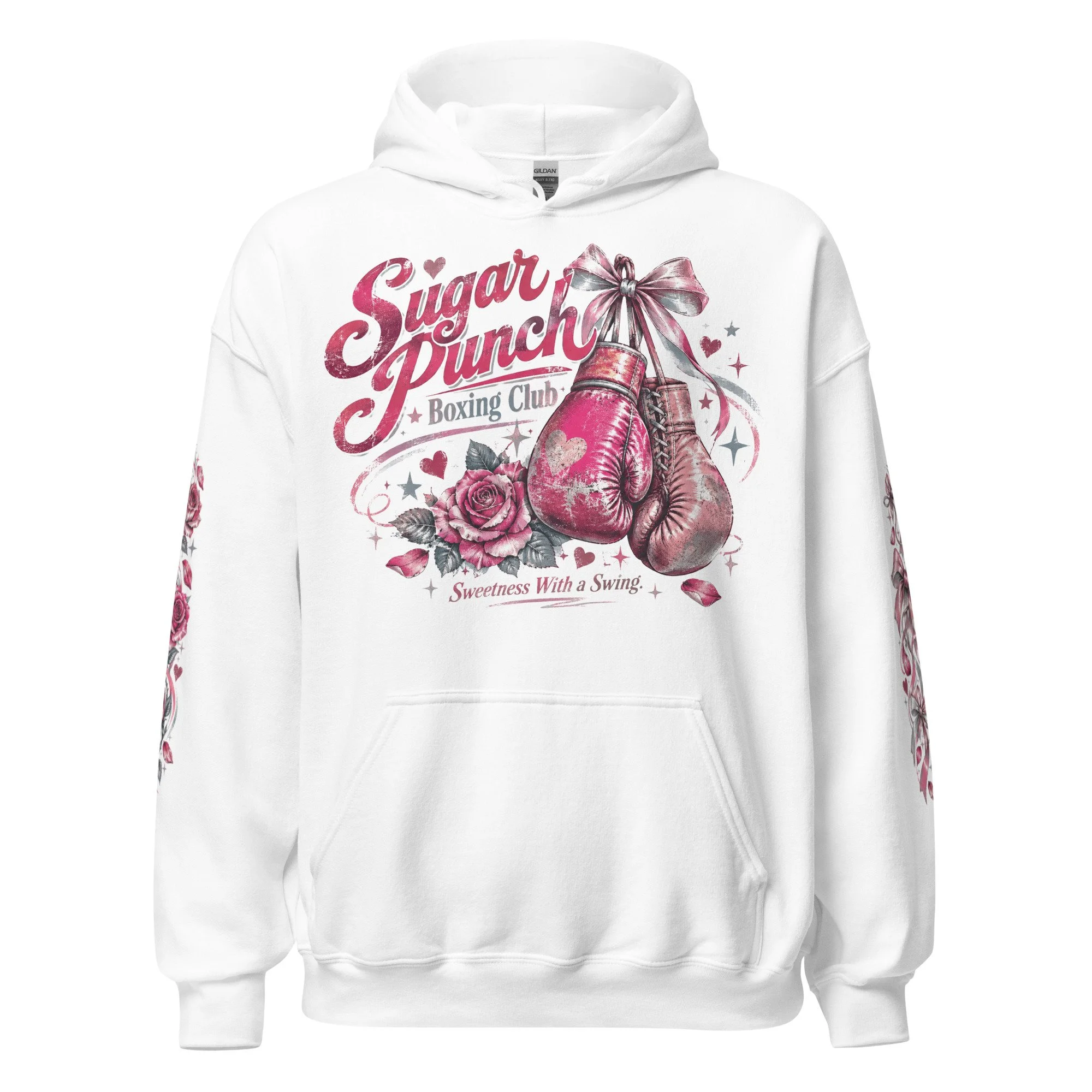 White graphic hoodie for women