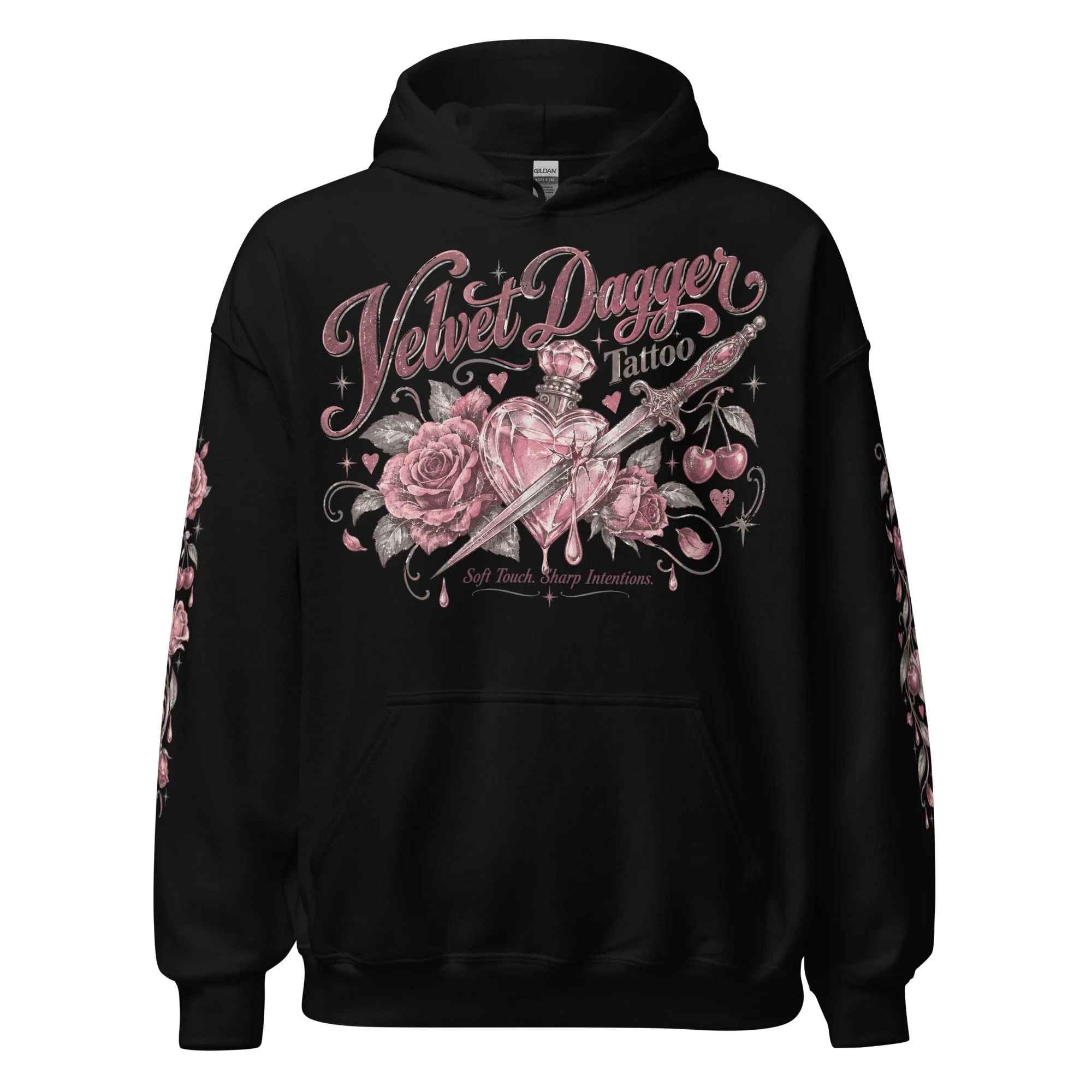 Rose sleeve graphic hoodie