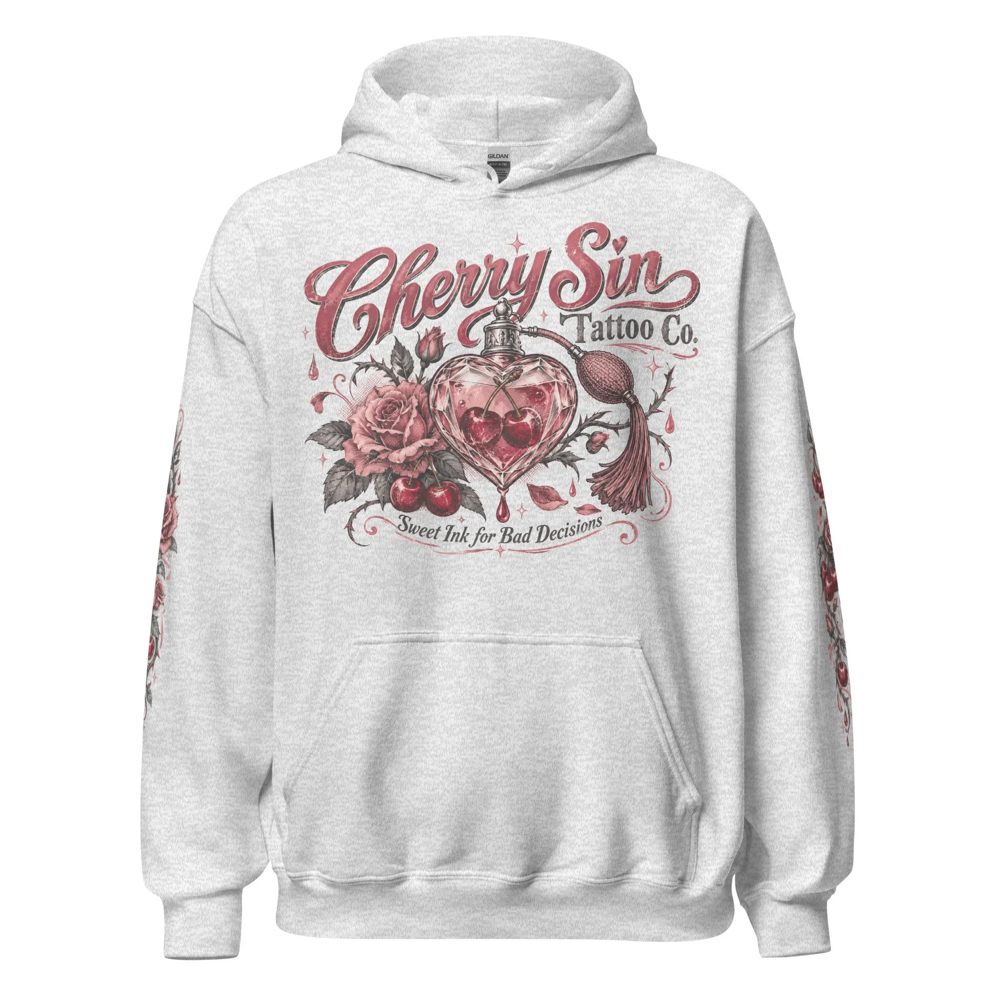 Cherry sleeve print hoodie