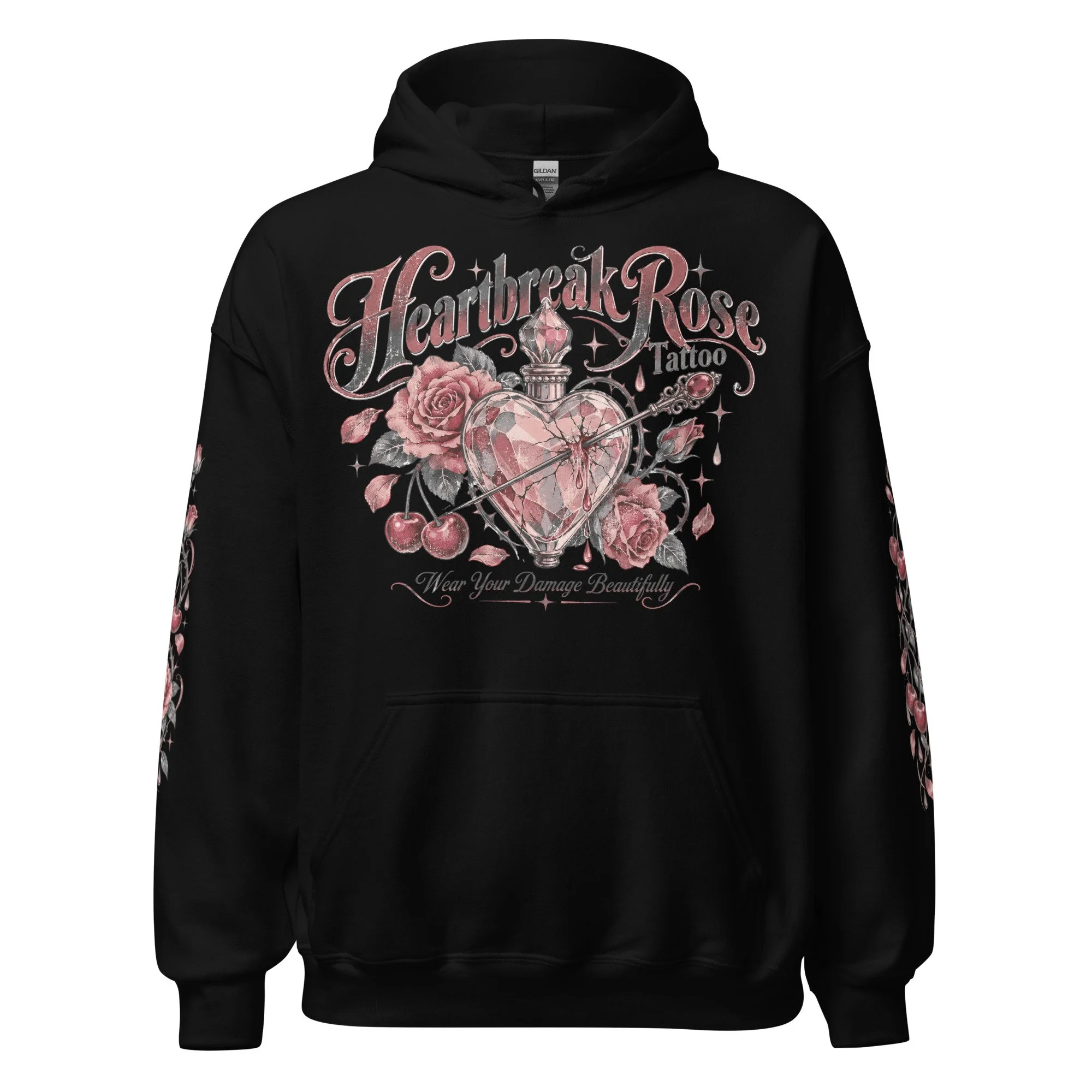 White rose graphic hoodie