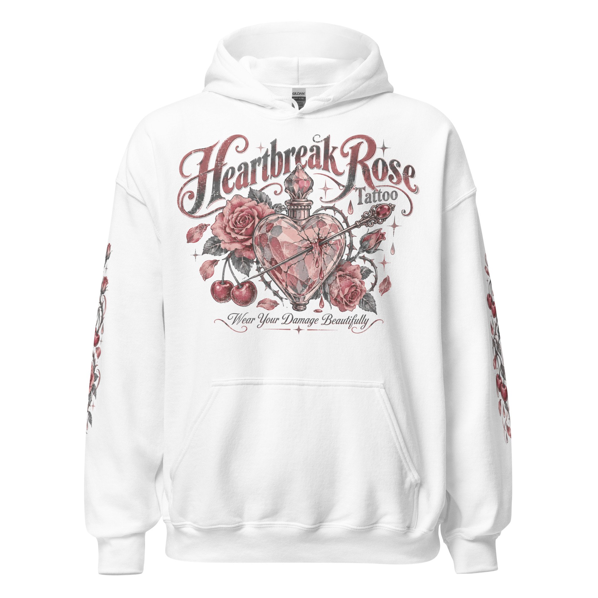 Rose sleeve print hoodie