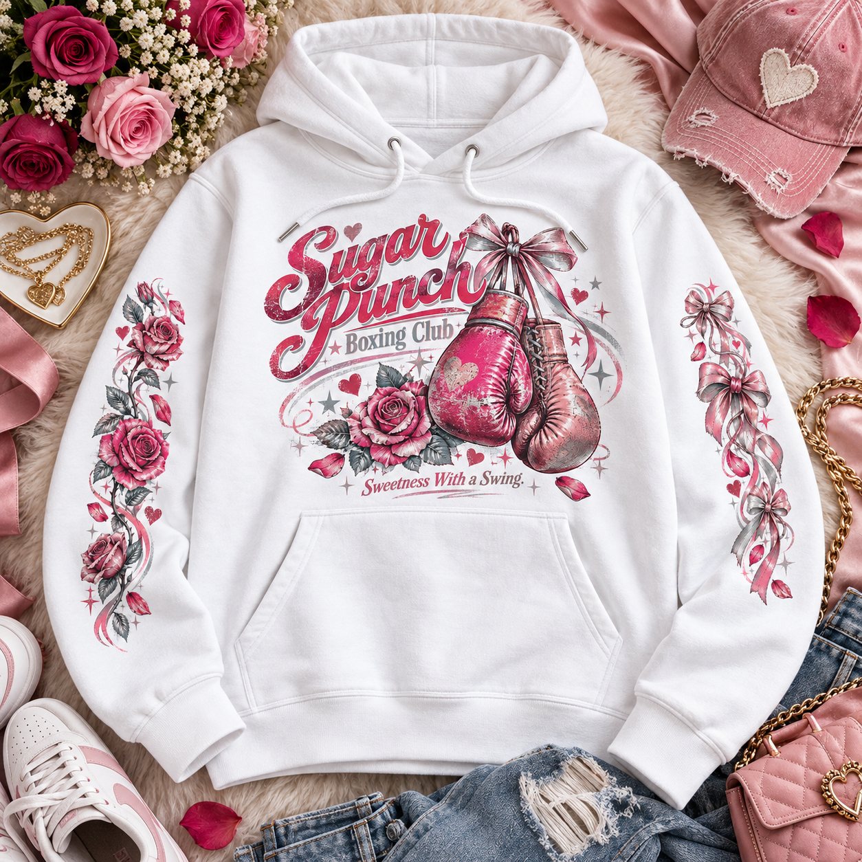 Rose graphic pullover hoodie