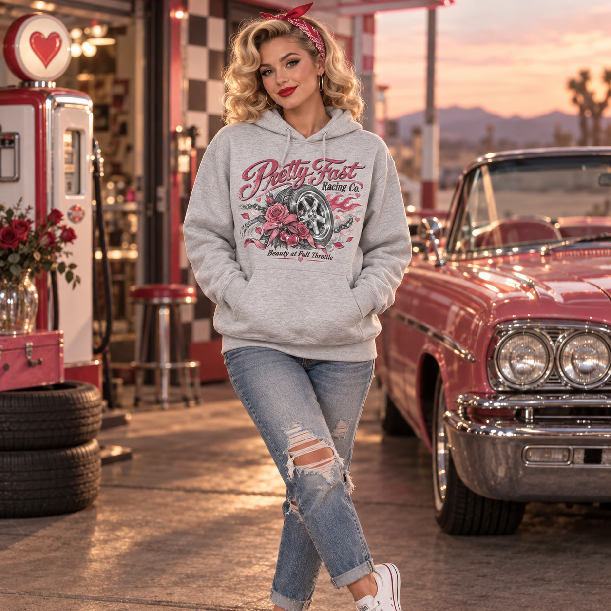 Womens car graphic hoodie