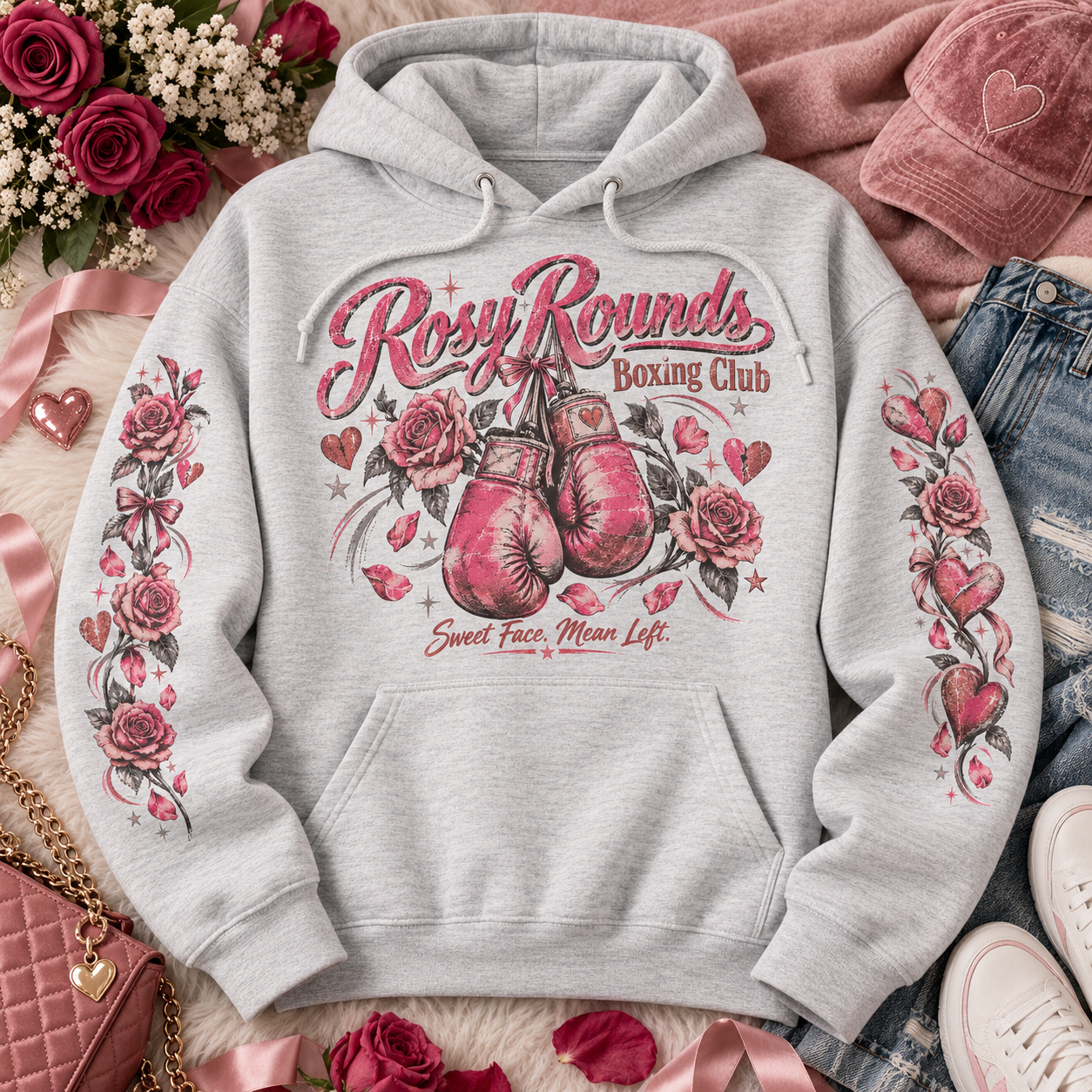 Rose and boxing hoodie