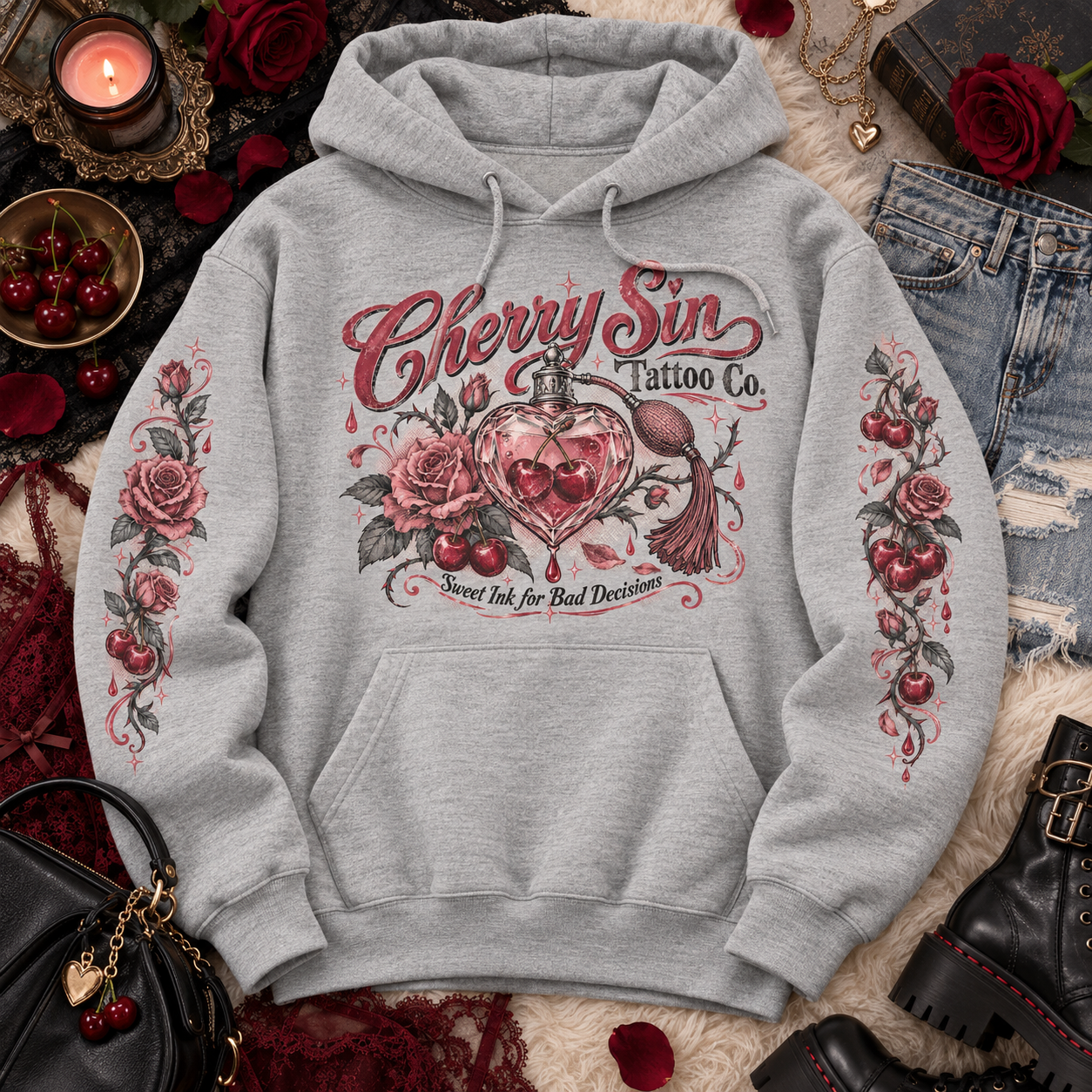 Womens tattoo graphic hoodie