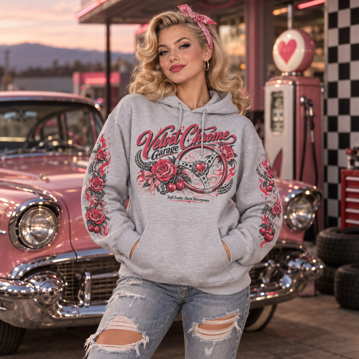Women's rose and cherry hoodie