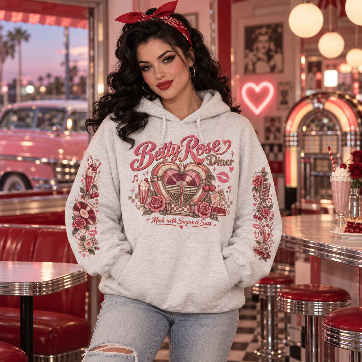 Womens cherry print hoodie