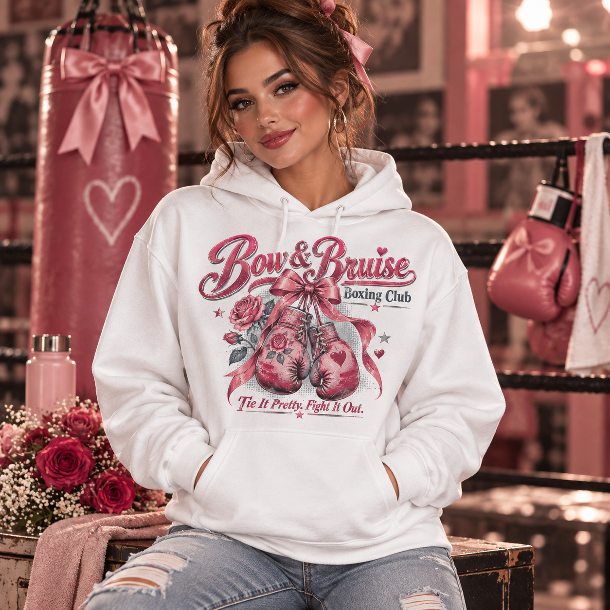 Pink boxing glove hoodie