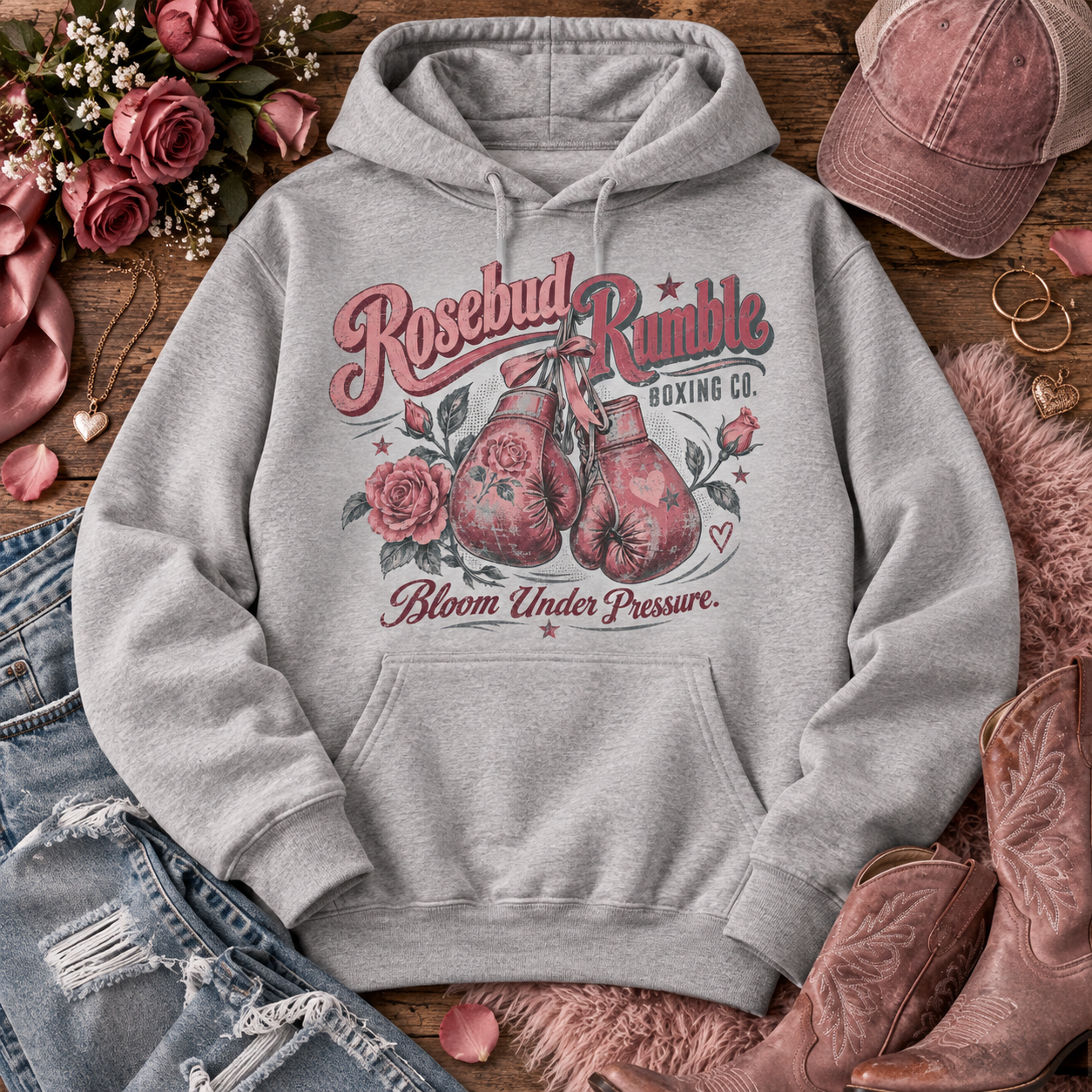 Women's rose print hoodie