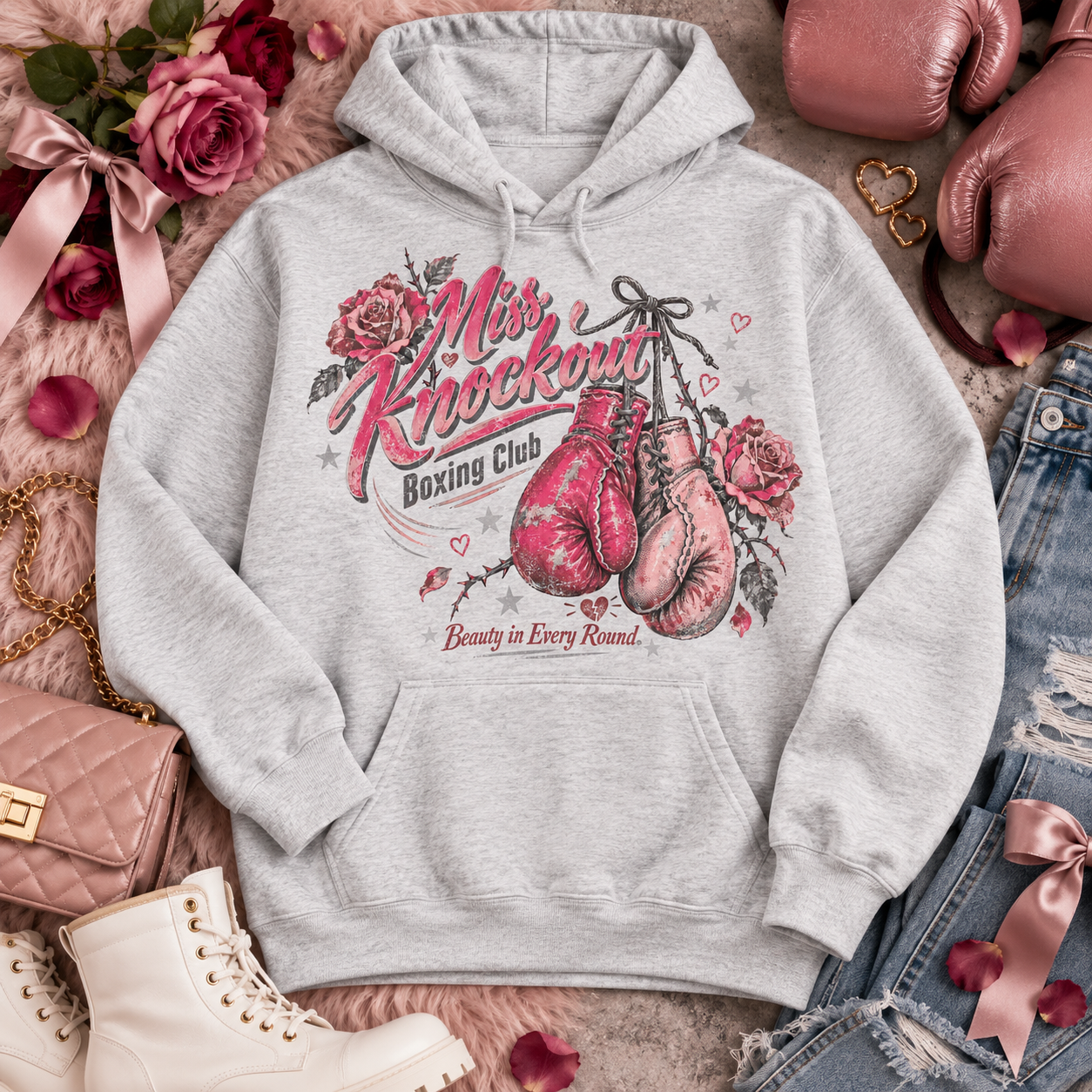 Retro boxing hoodie for women