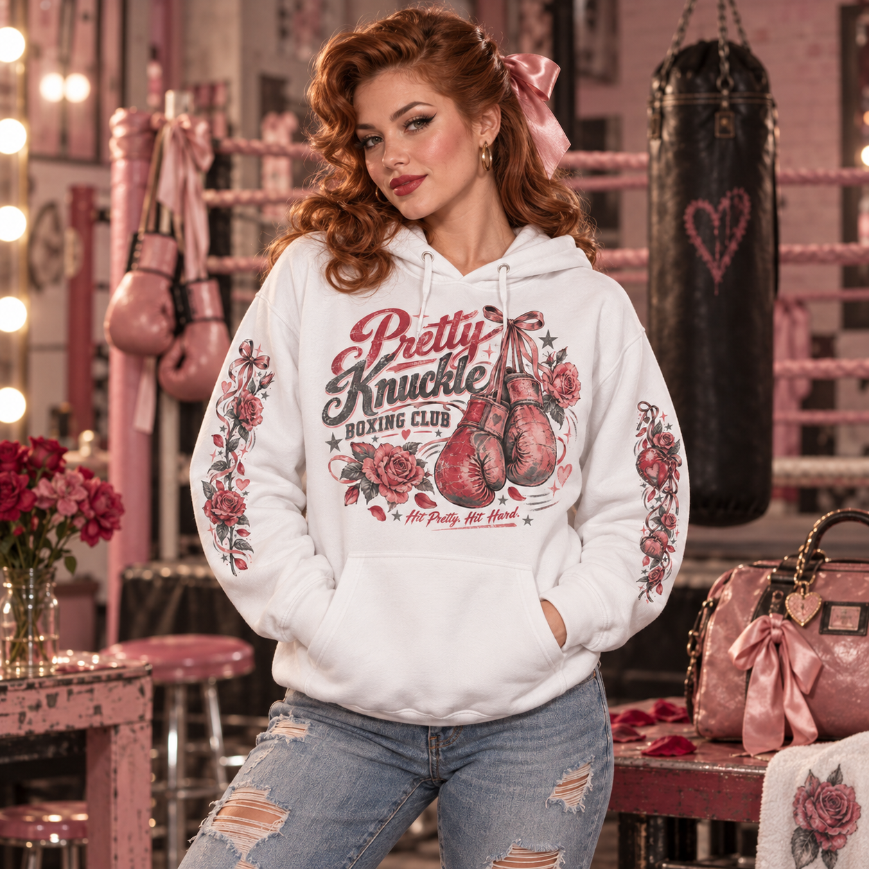 Rose boxing glove sweatshirt