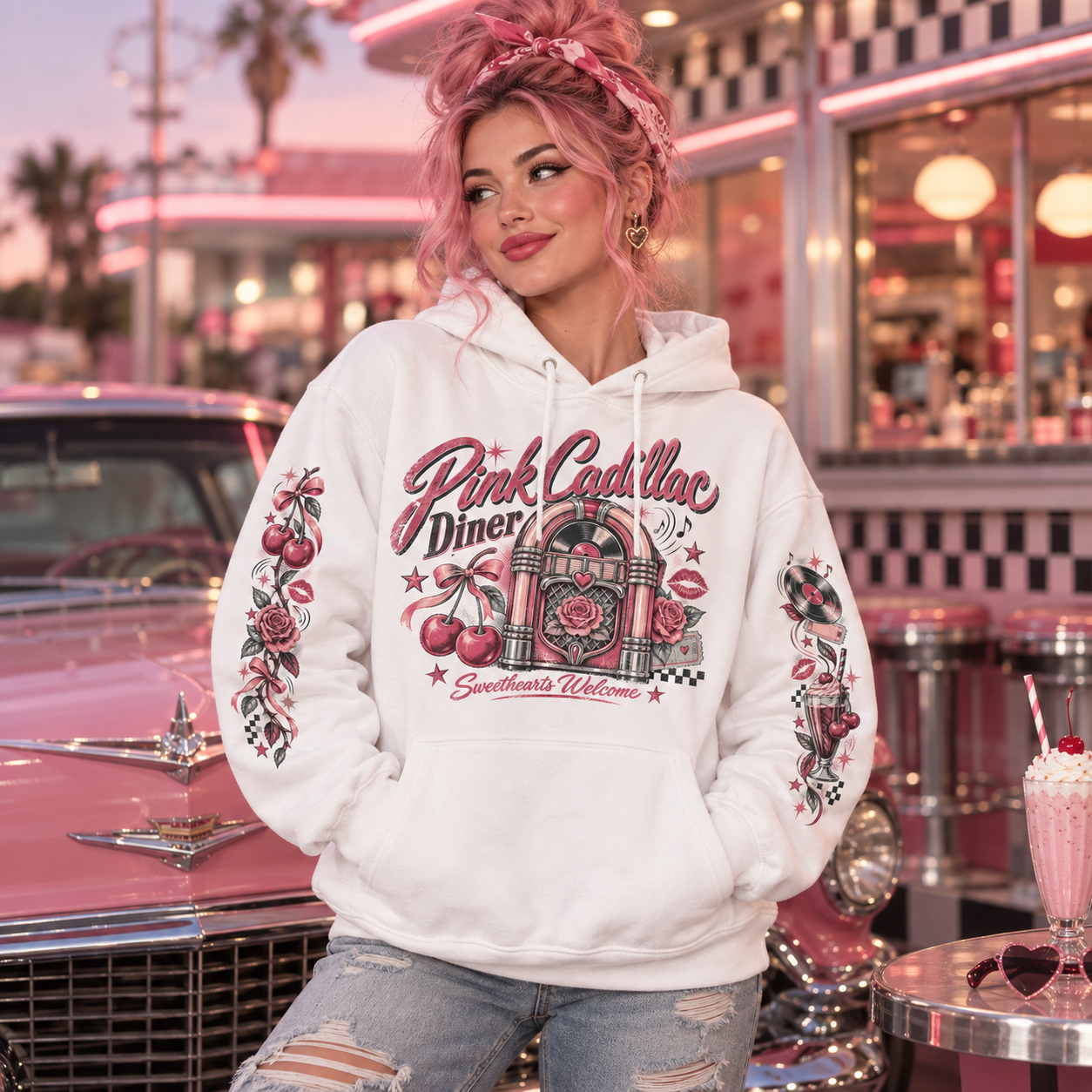 Women's vintage jukebox hoodie