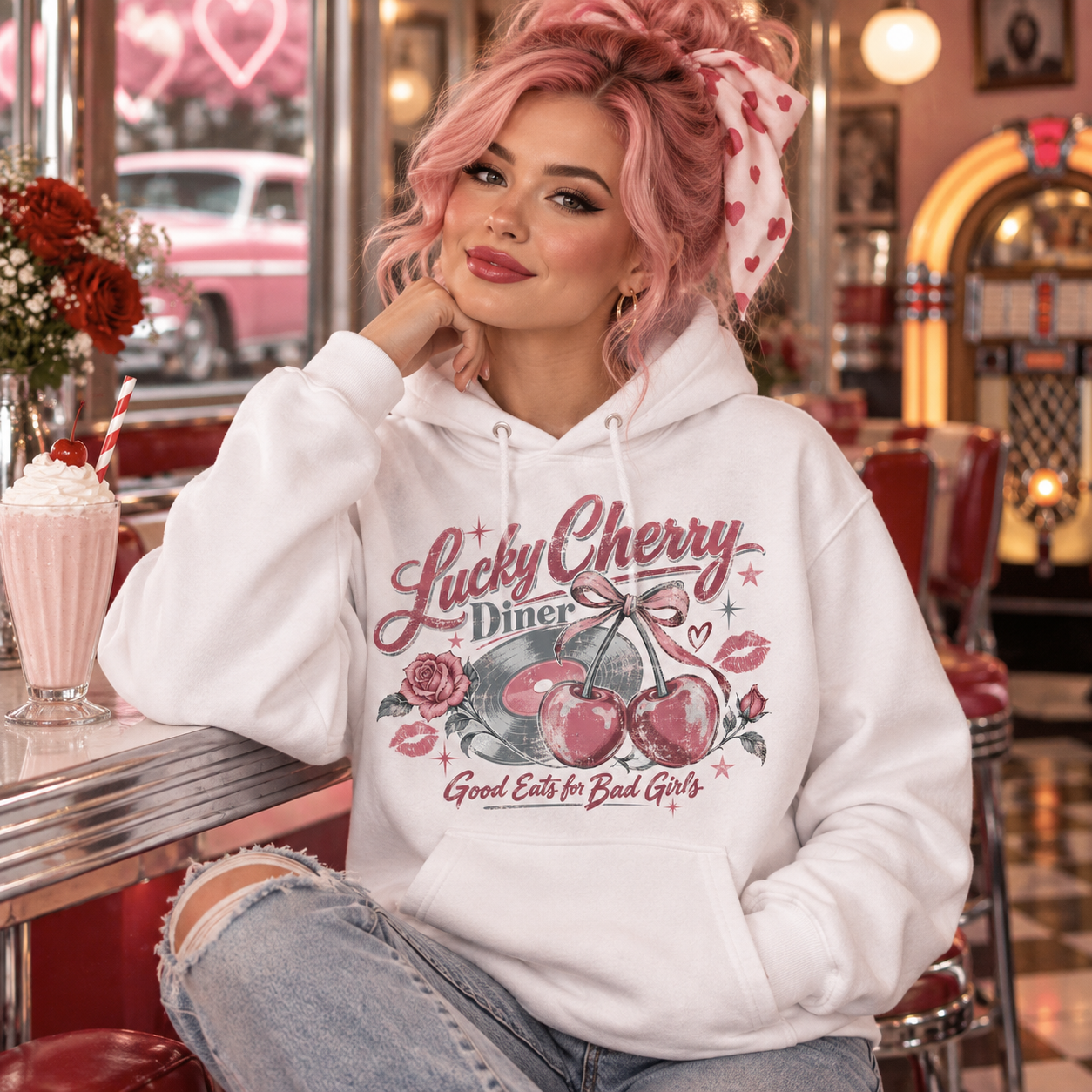 Retro diner graphic sweatshirt