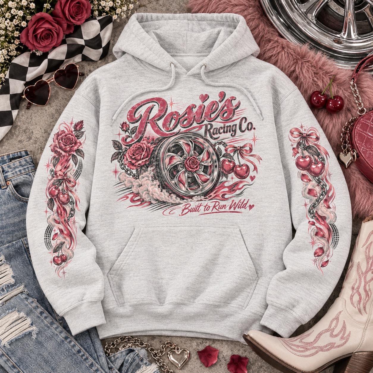 Ash gray motorsport hoodie
