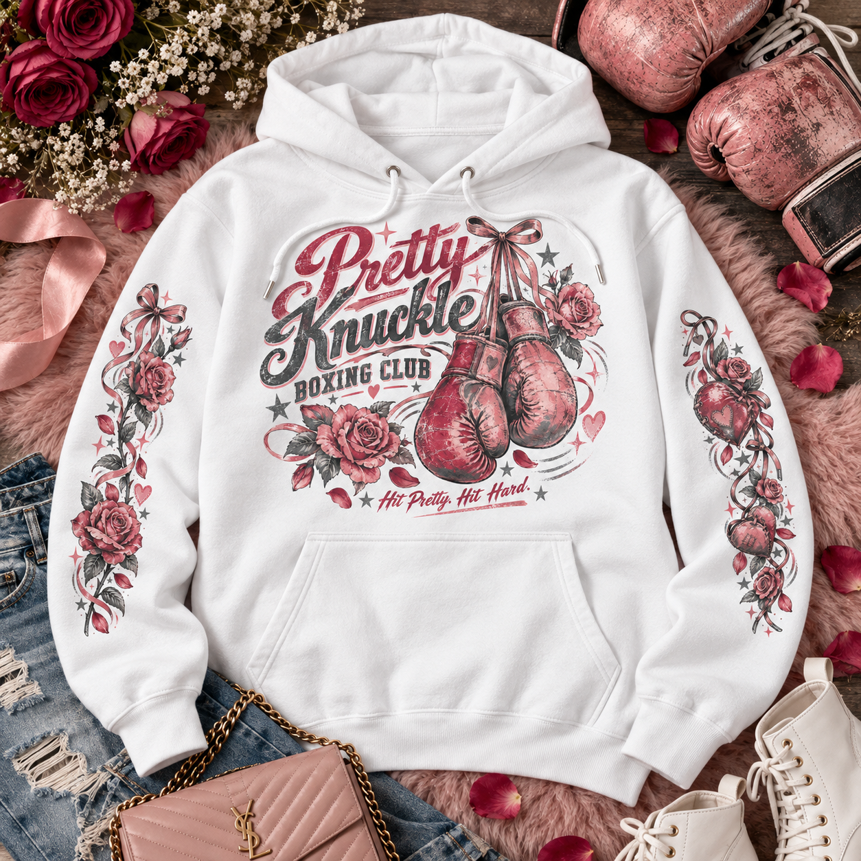 Womens white boxing hoodie