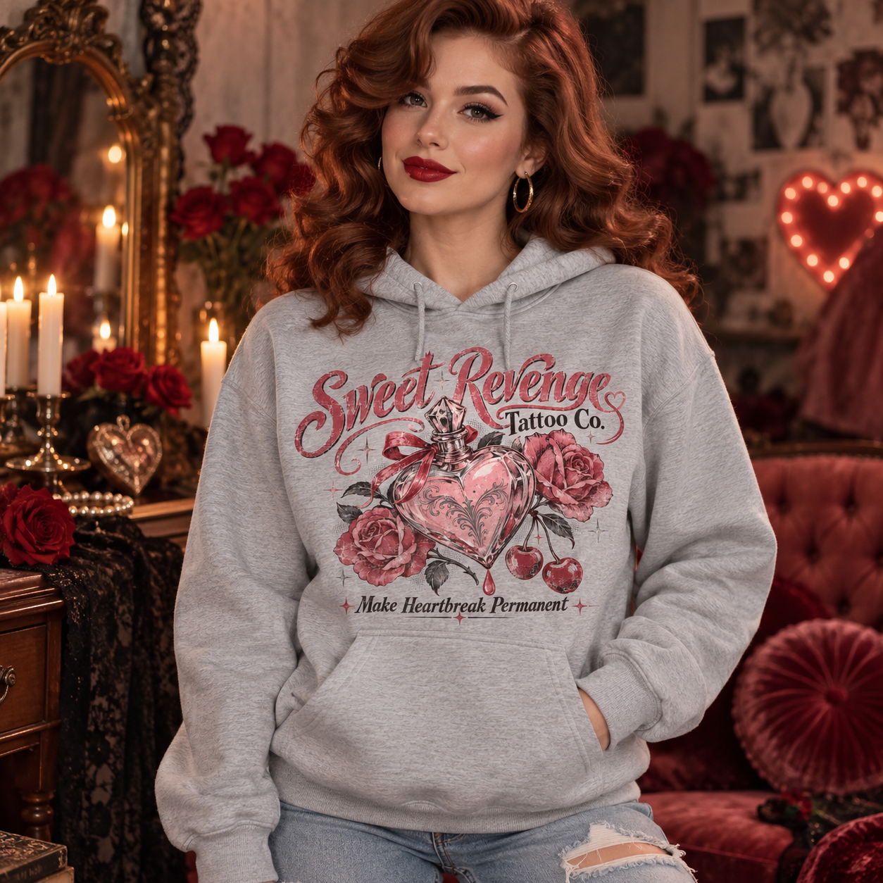 cherry graphic pullover hoodie