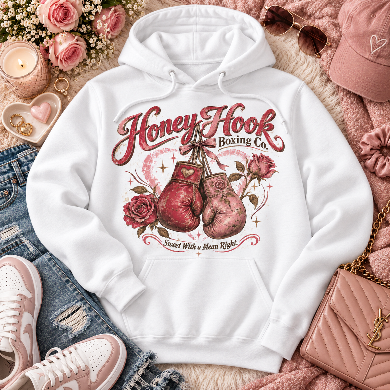 Pink boxing gloves hoodie