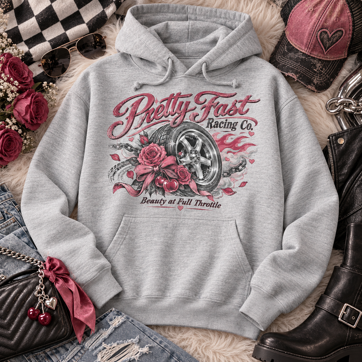 Vintage racing graphic hoodie