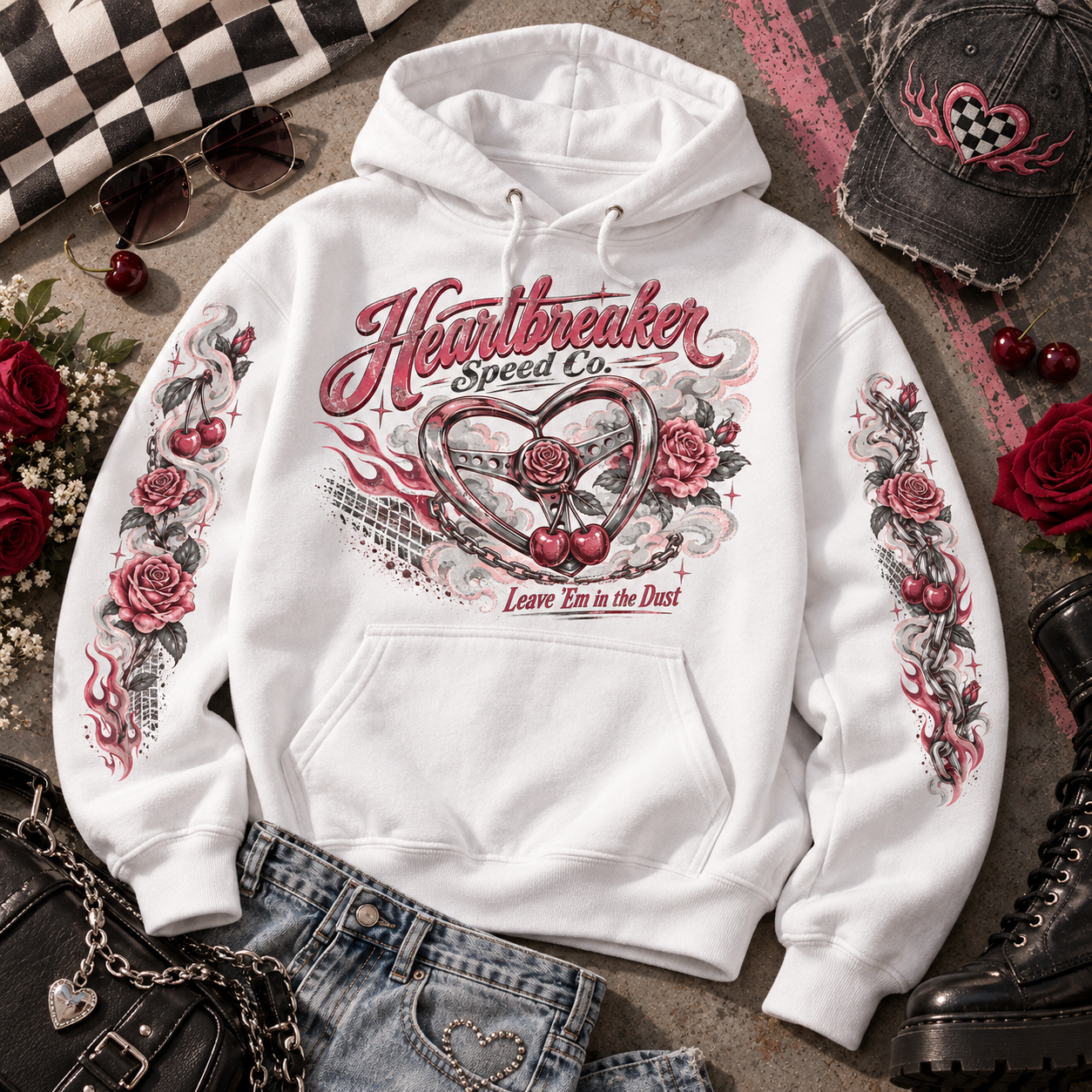 Womens rose and cherry hoodie
