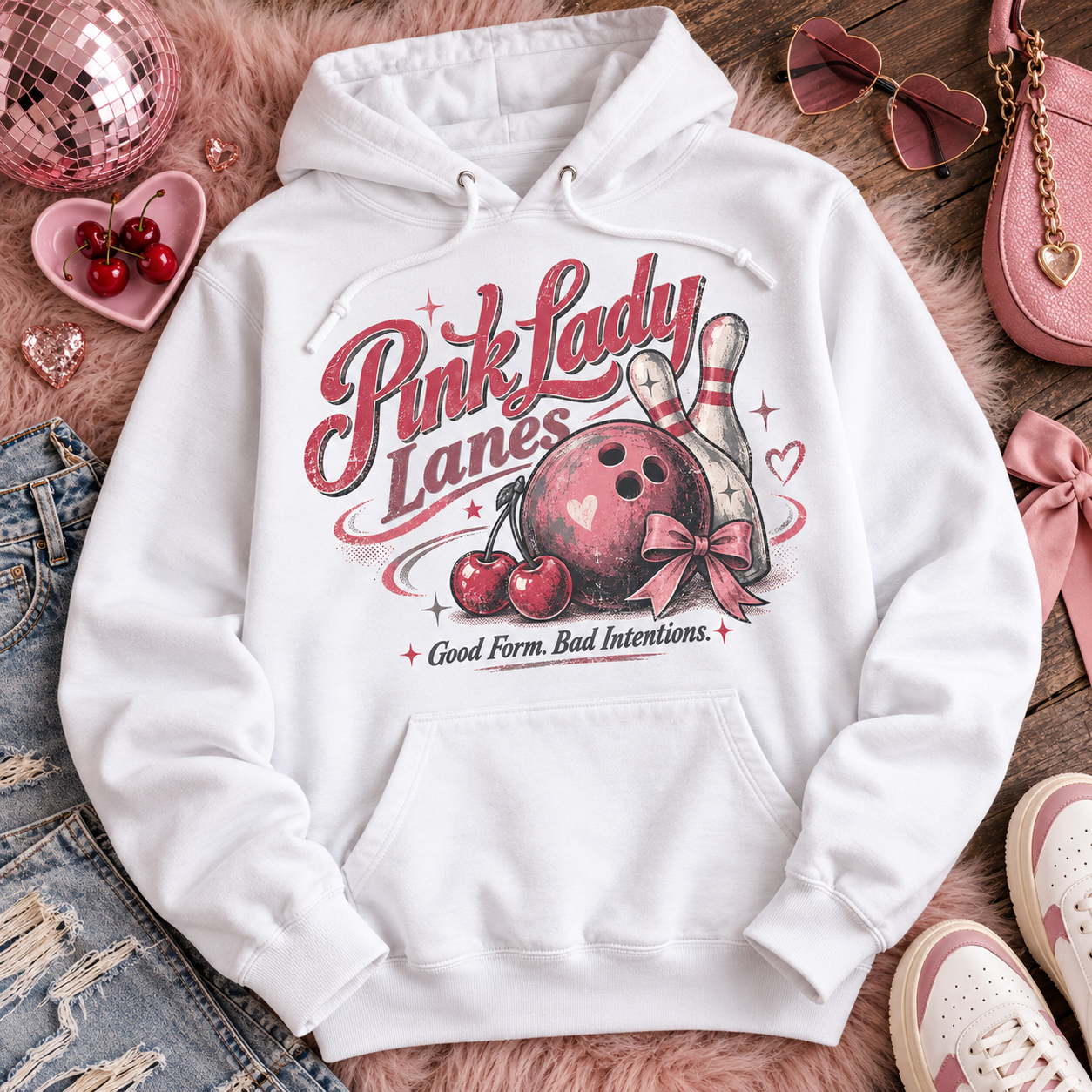 White graphic pullover hoodie