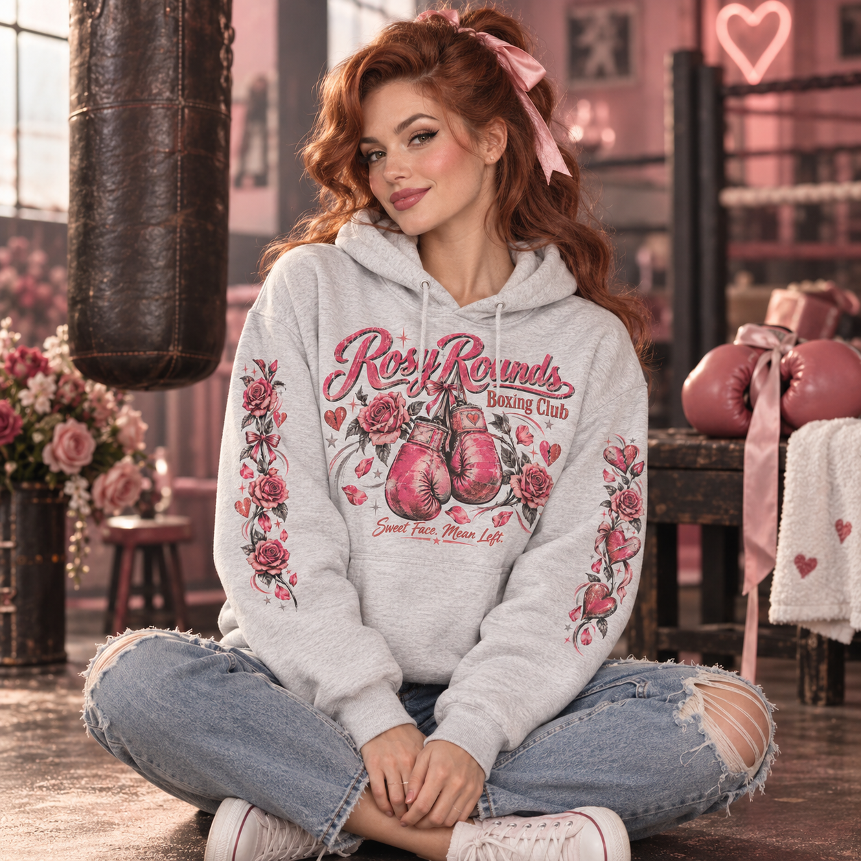Pink boxing gloves hoodie