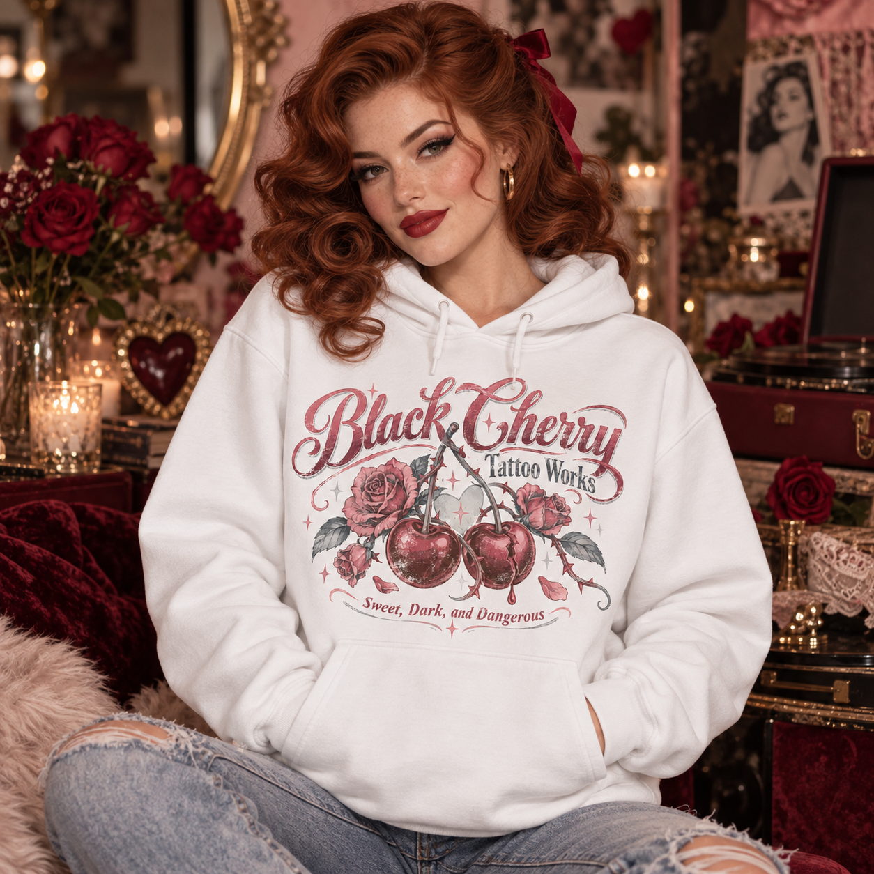 Tattoo inspired white hoodie